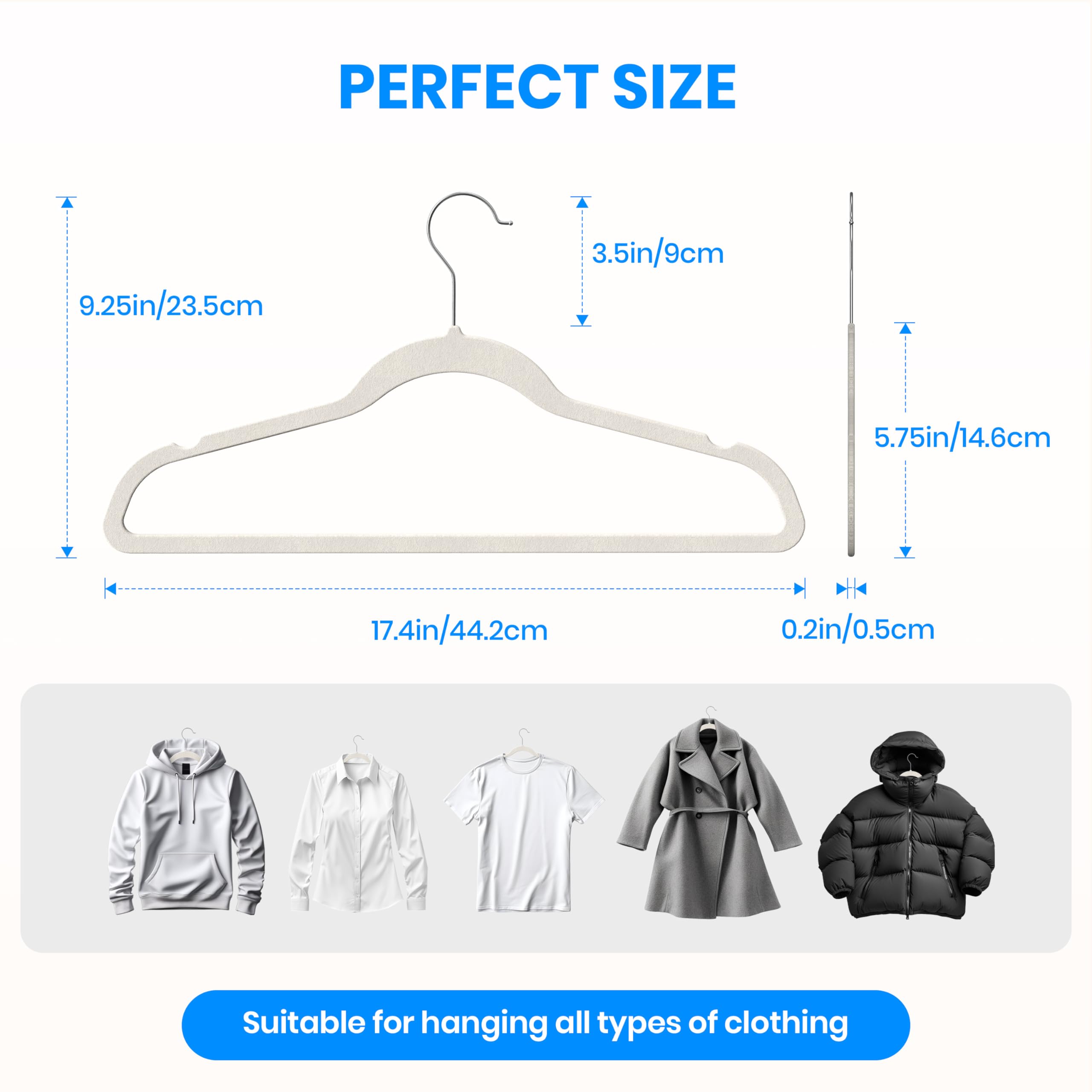 Foto 2 | Velvet Hangers Simple Deluxe, Paquete De 30 Unidades, Antideslizantes, Color Blanco - Venta Internacional.