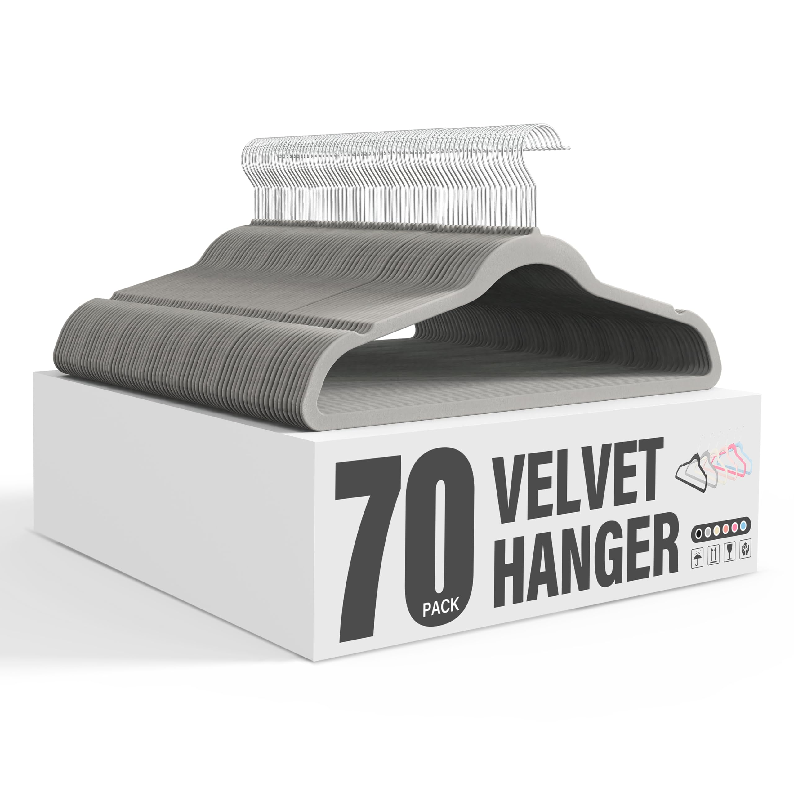 Foto 2 pulgar | Velvet Hangers Simple Deluxe, Paquete De 70 Unidades, Antideslizantes, Color Gris - Venta Internacional.