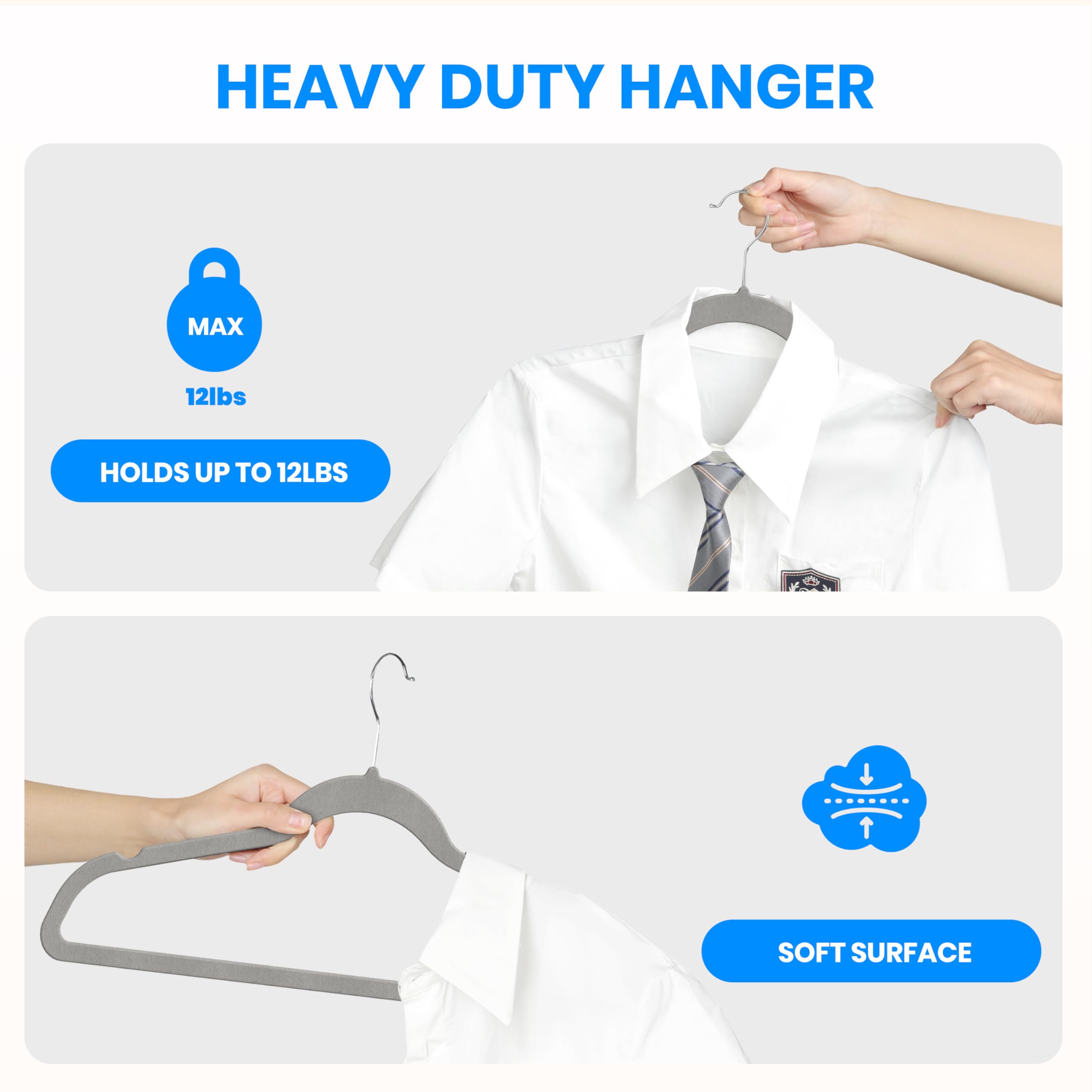 Foto 4 | Velvet Hangers Simple Deluxe, Paquete De 70 Unidades, Antideslizantes, Color Gris - Venta Internacional.