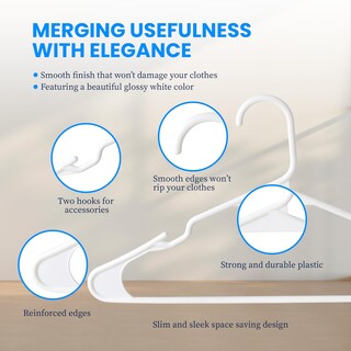 Foto 5 | Perchas De Plástico Simple Deluxe, 50 Unidades, Ligeras, De Color Blanco - Venta Internacional.
