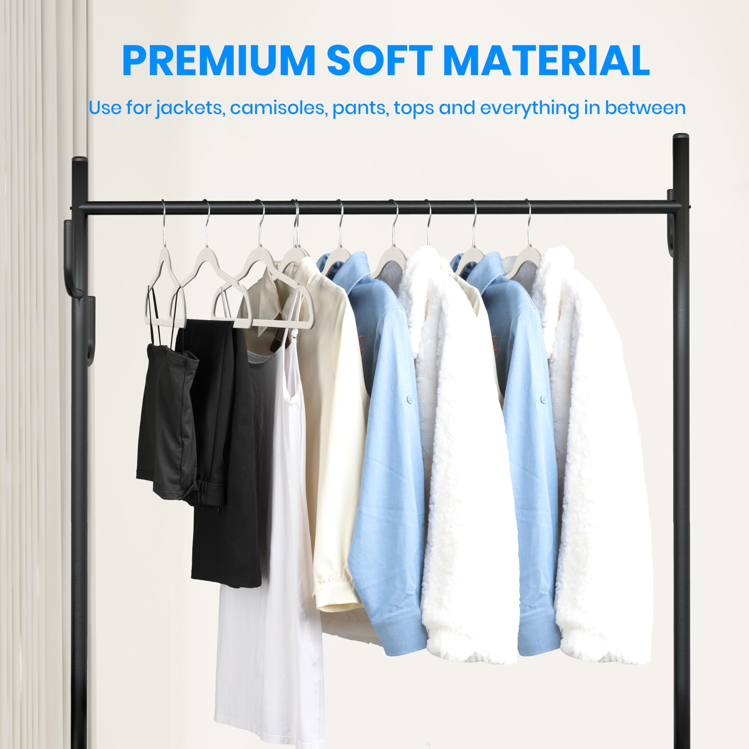 Foto 6 | Perchas De Terciopelo Simple Deluxe, 50 Unidades, Color Blanco - Venta Internacional.