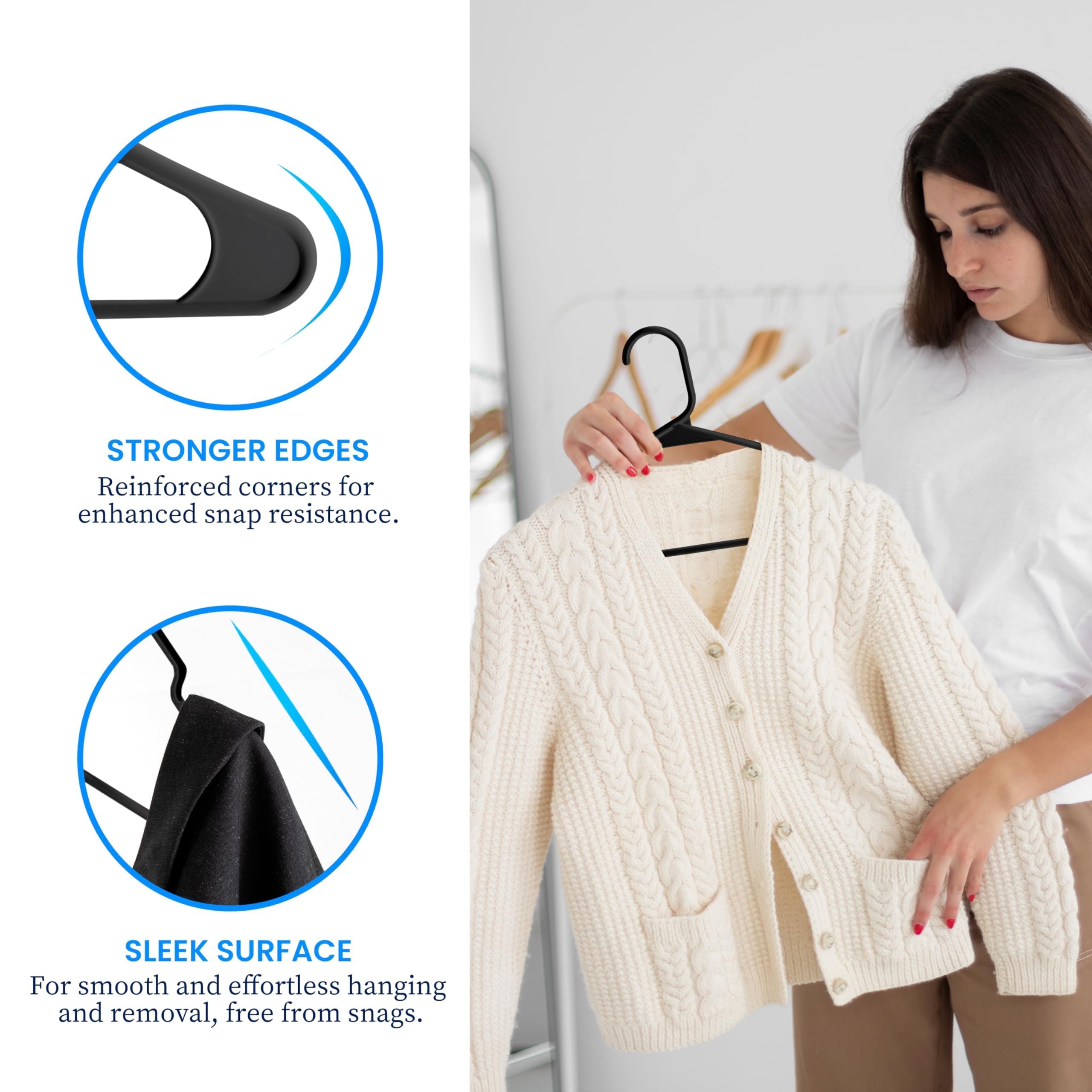 Foto 5 | Perchas De Plástico Simple Deluxe, 50 Unidades, Para Ropa, Color Negro - Venta Internacional.