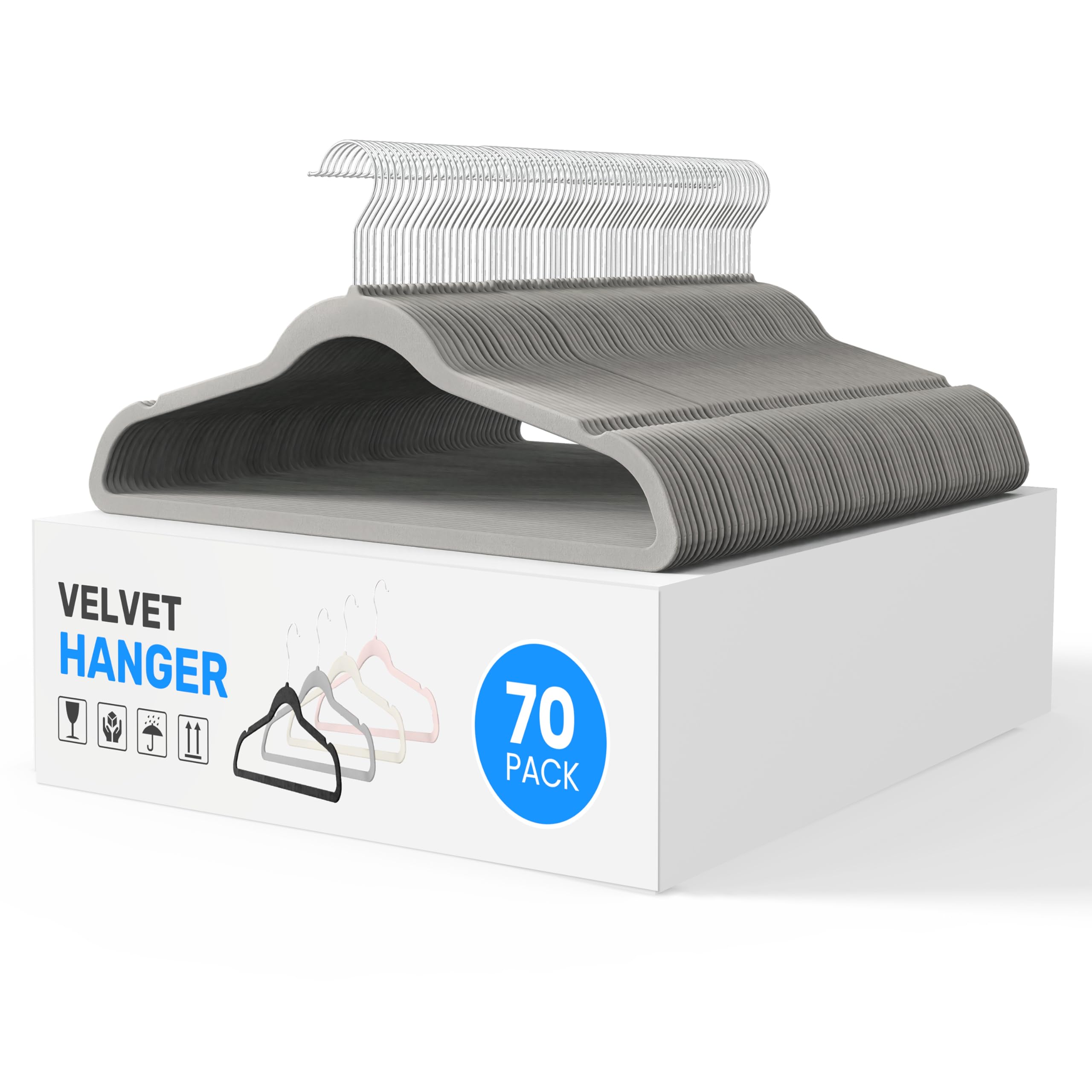 Foto 2 pulgar | Velvet Hangers Simple Deluxe, Paquete De 70 Unidades, Fieltro Antideslizante, Gris - Venta Internacional.