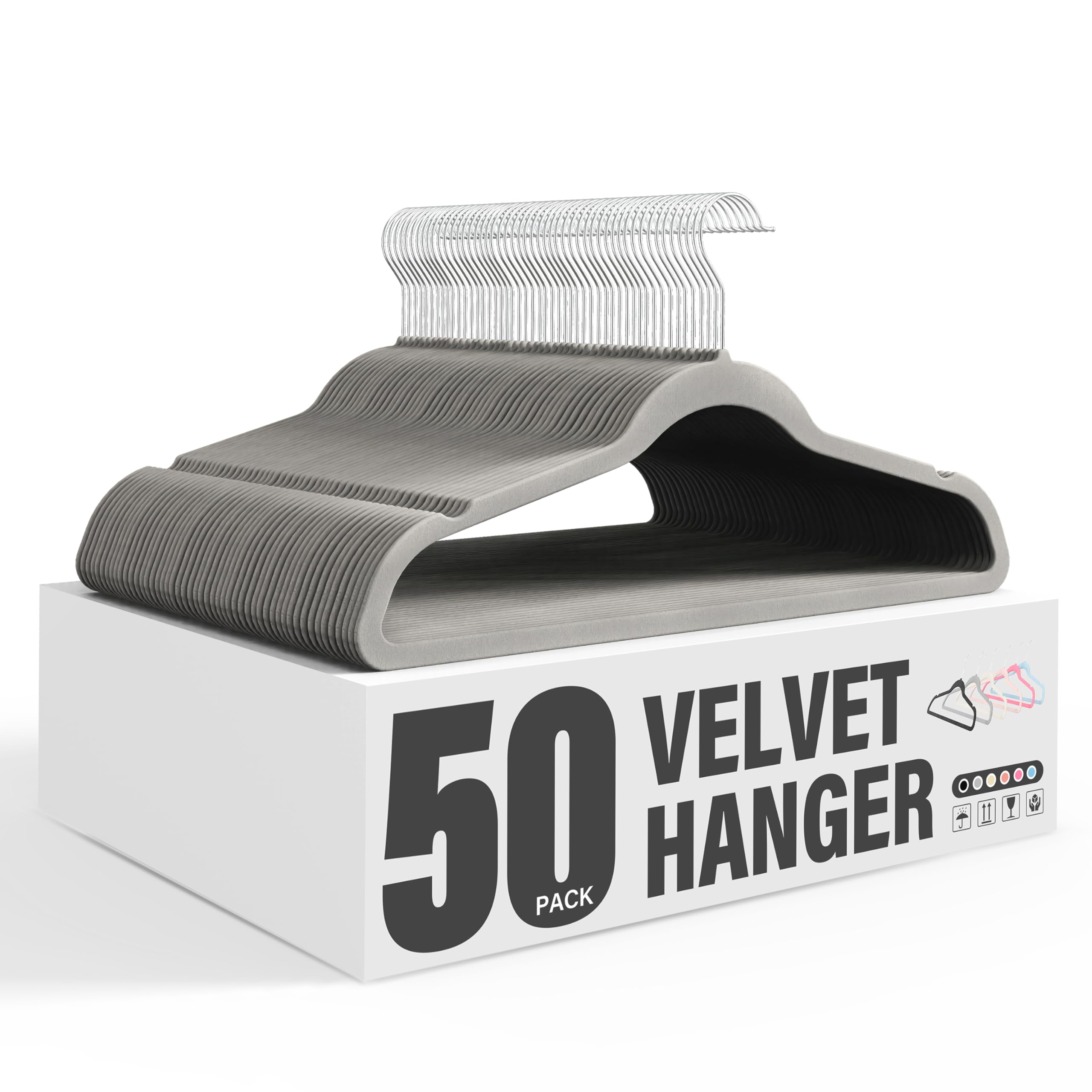 Foto 2 pulgar | Velvet Hangers Simple Deluxe, Paquete De 50 Unidades, Antideslizantes, Color Gris - Venta Internacional.