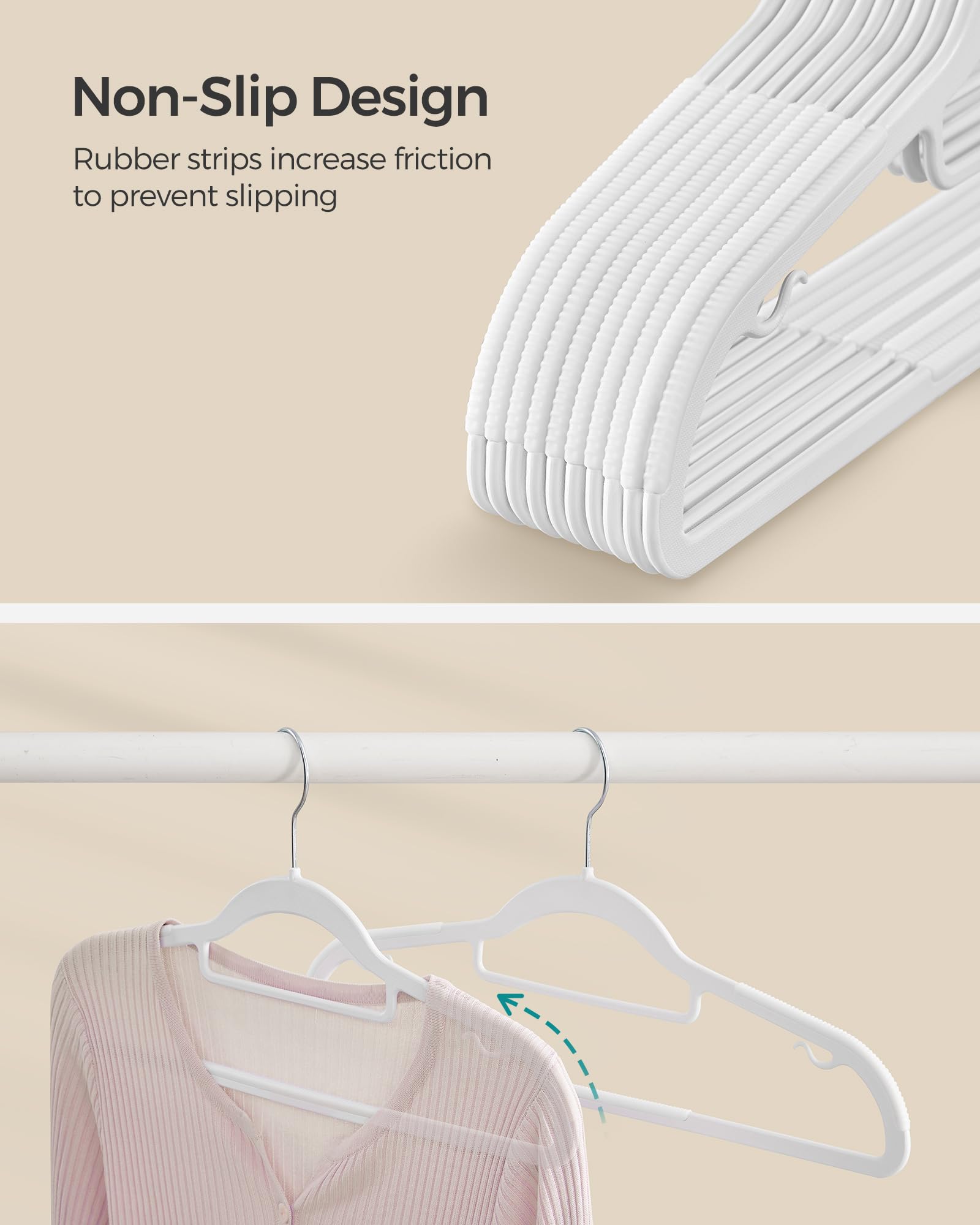 Foto 4 pulgar | Percheros Songmics, 50 Unidades, Plástico Resistente, Color Blanco - Venta Internacional.