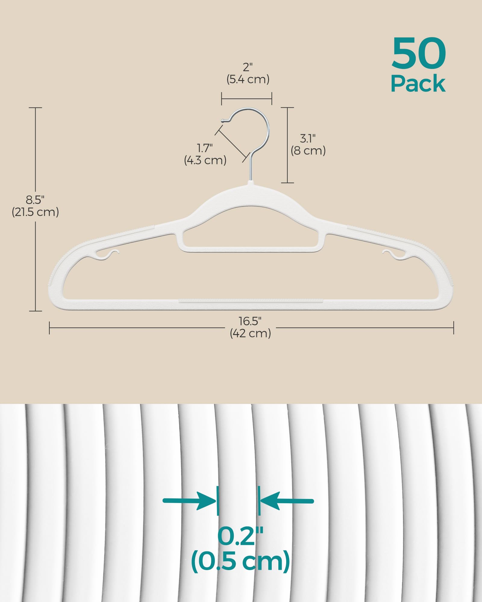 Foto 7 pulgar | Percheros Songmics, 50 Unidades, Plástico Resistente, Color Blanco - Venta Internacional.