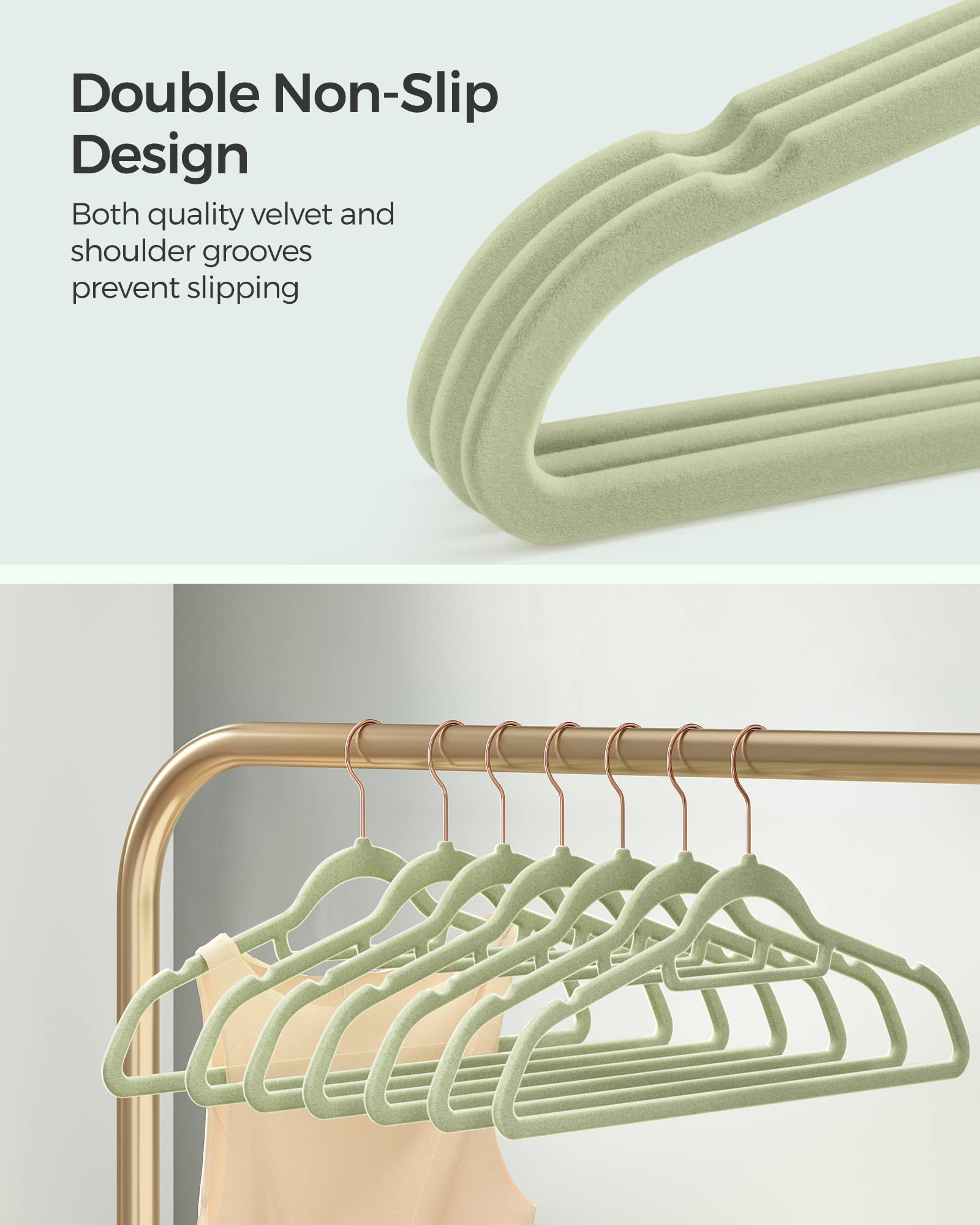 Foto 3 | Velvet Hangers Songmics Ucrf021gr50, Juego De 50 Unidades, Color Verde Lima - Venta Internacional.