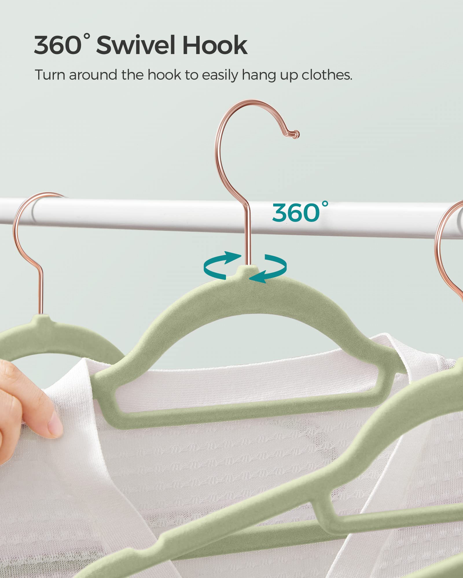 Foto 6 | Velvet Hangers Songmics Ucrf021gr50, Juego De 50 Unidades, Color Verde Lima - Venta Internacional.