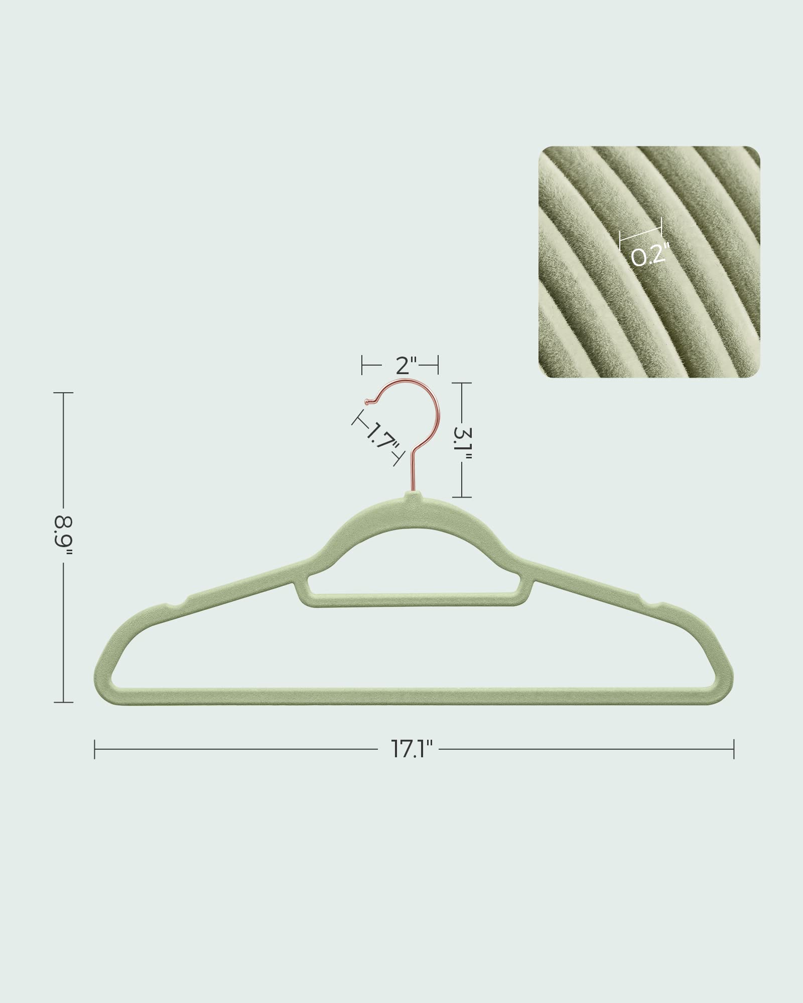 Foto 7 | Velvet Hangers Songmics Ucrf021gr50, Juego De 50 Unidades, Color Verde Lima - Venta Internacional.