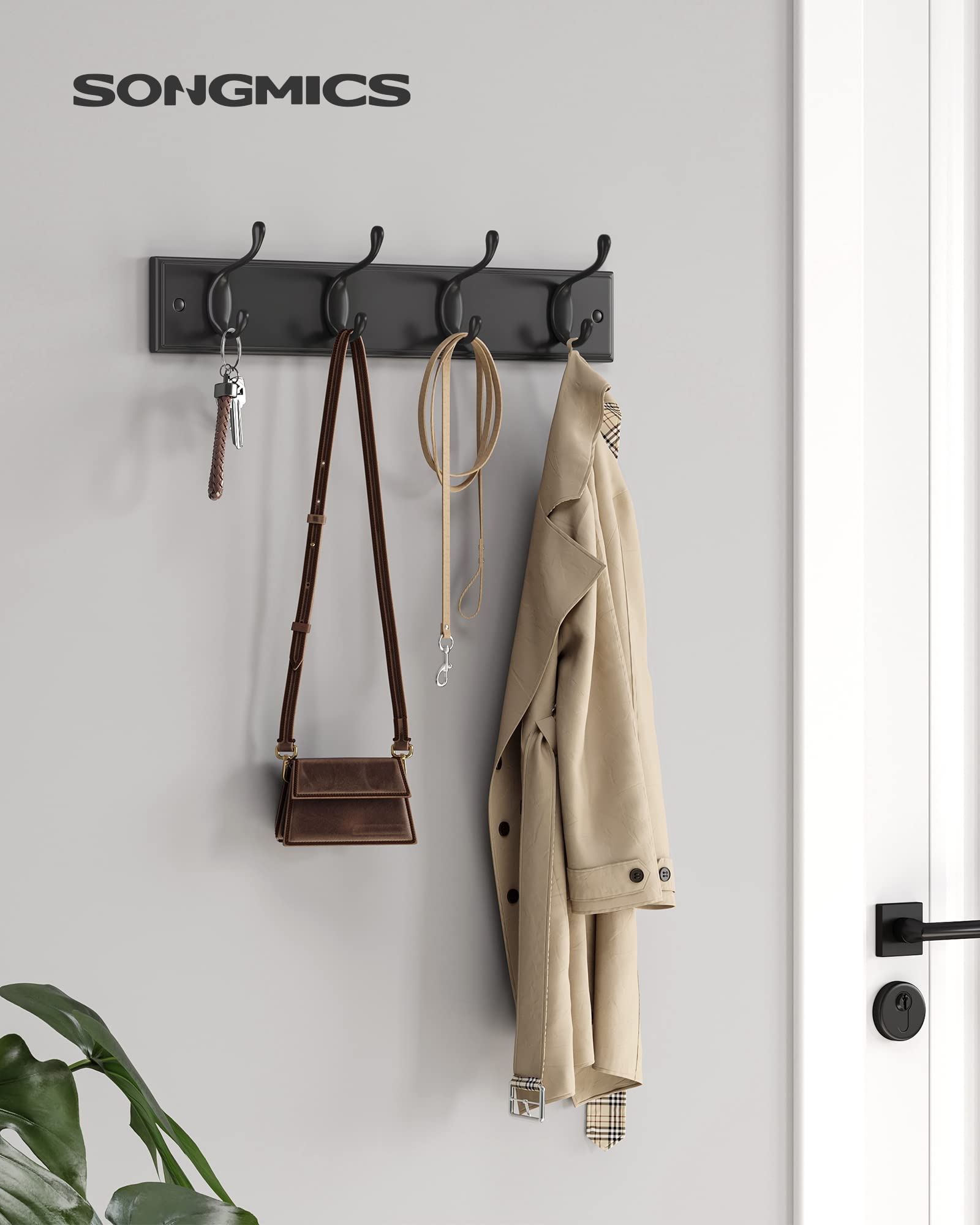 Foto 3 pulgar | Perchero De Pared Songmics Negro Con 4 Ganchos Dobles - Venta Internacional.