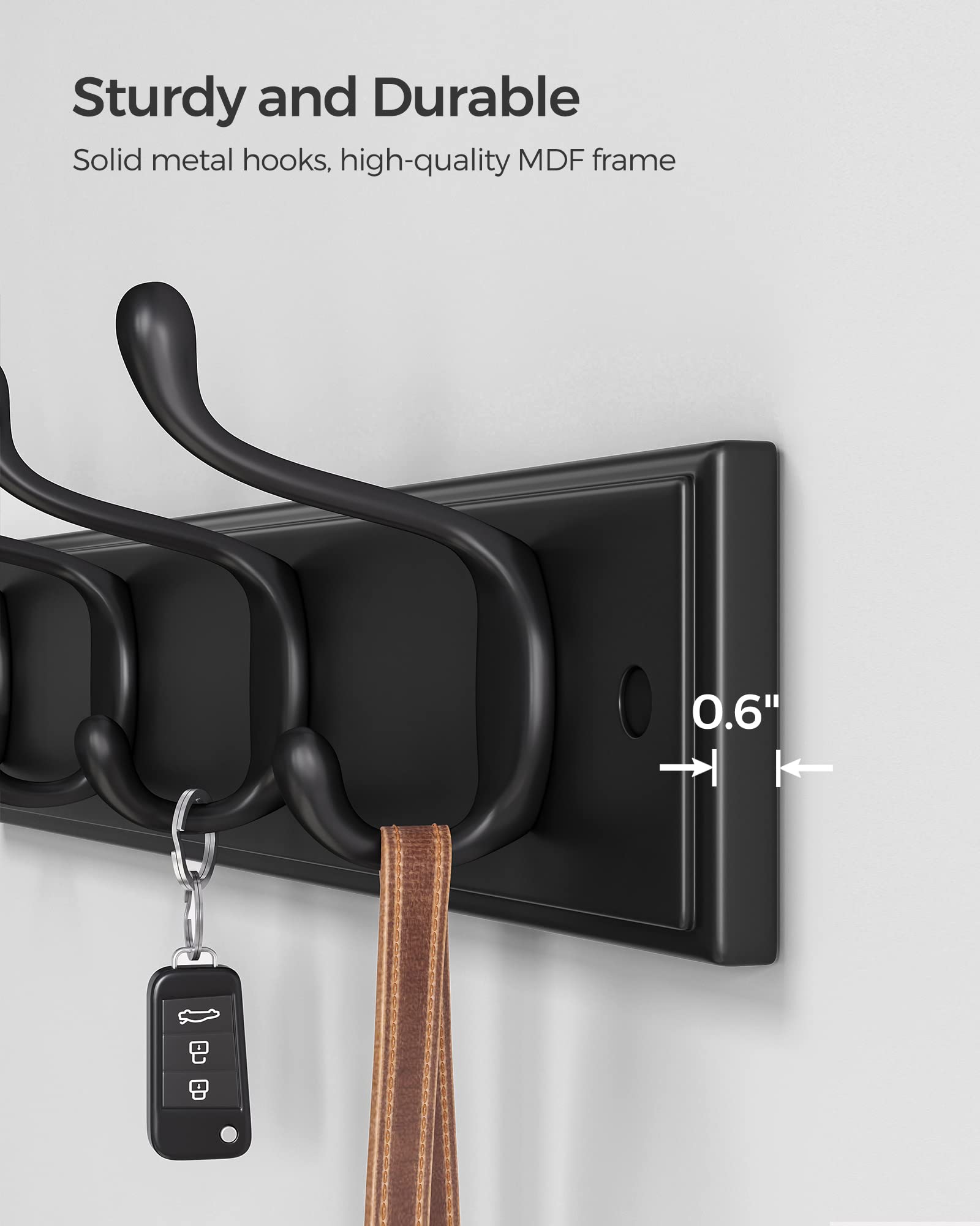 Foto 5 pulgar | Perchero De Pared Songmics Negro Con 4 Ganchos Dobles - Venta Internacional.