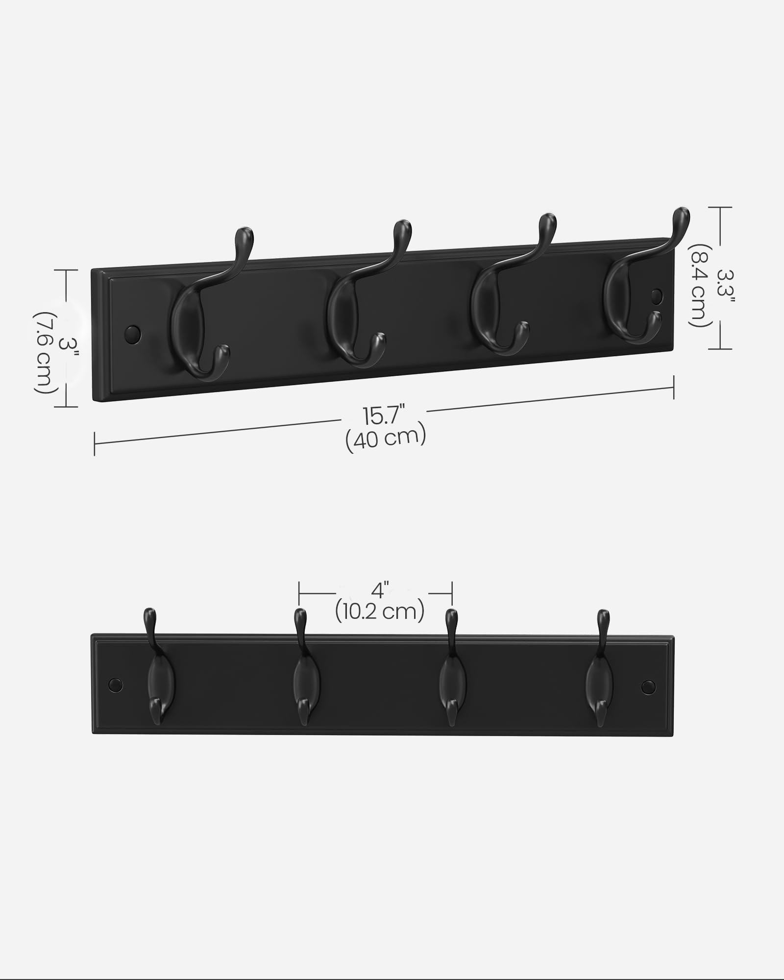 Foto 6 | Perchero De Pared Songmics Negro Con 4 Ganchos Dobles - Venta Internacional.