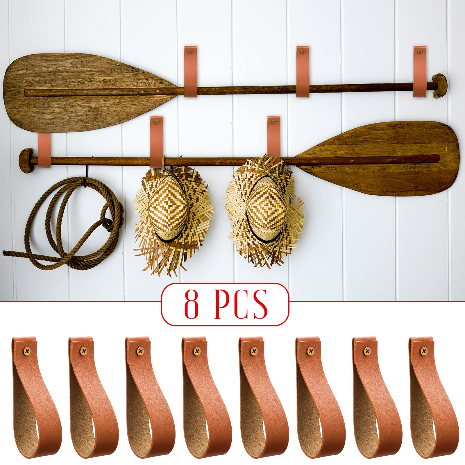 Foto 5 | Colgador De Correa De Piel Sintética Reginary De Wall Hooks, 8 Unidades, Amarillo - Venta Internacional.