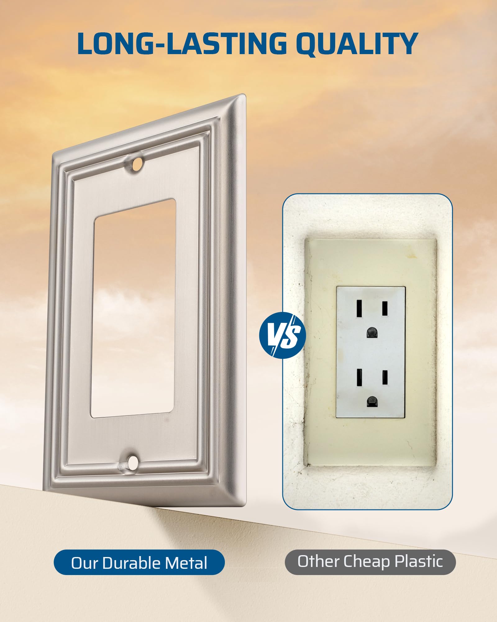 Foto 2 | Funda De Enchufe De Pared Dewenwils, Metal, Paquete De 4 Unidades, Níquel Cepillado - Venta Internacional.