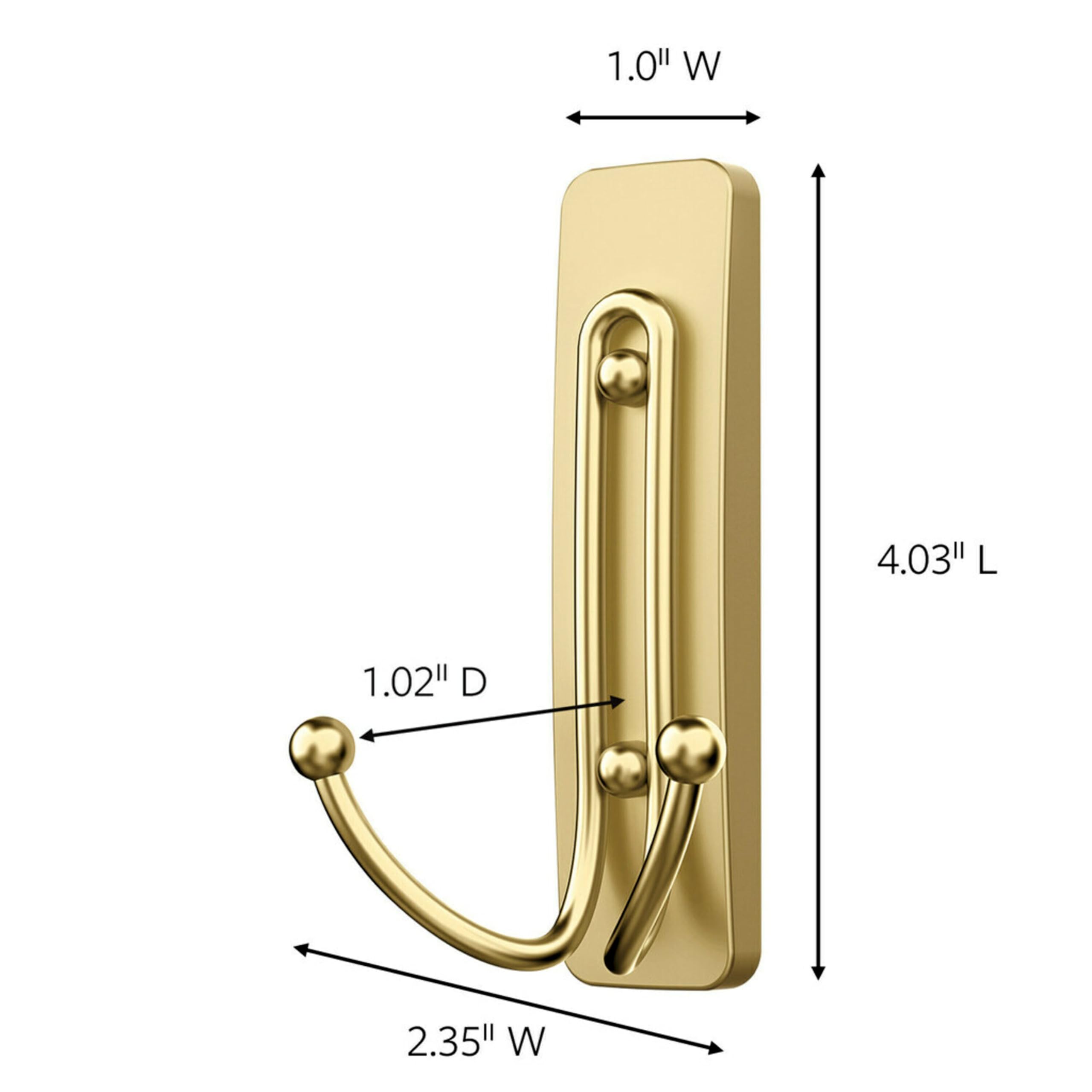 Foto 5 pulgar | Wall Hooks Command, Tamaño Grande, De Latón Satinado, 2 Ganchos Dobles, 4 Libras - Venta Internacional.
