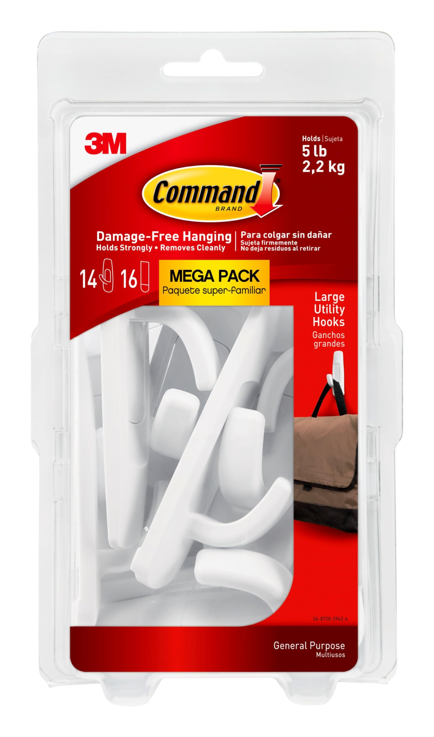 Foto 2 pulgar | Utility Hooks Command Large Tiene Capacidad Para 14 Ganchos Con 16 Tiras De 2,27 Kg - Venta Internacional.