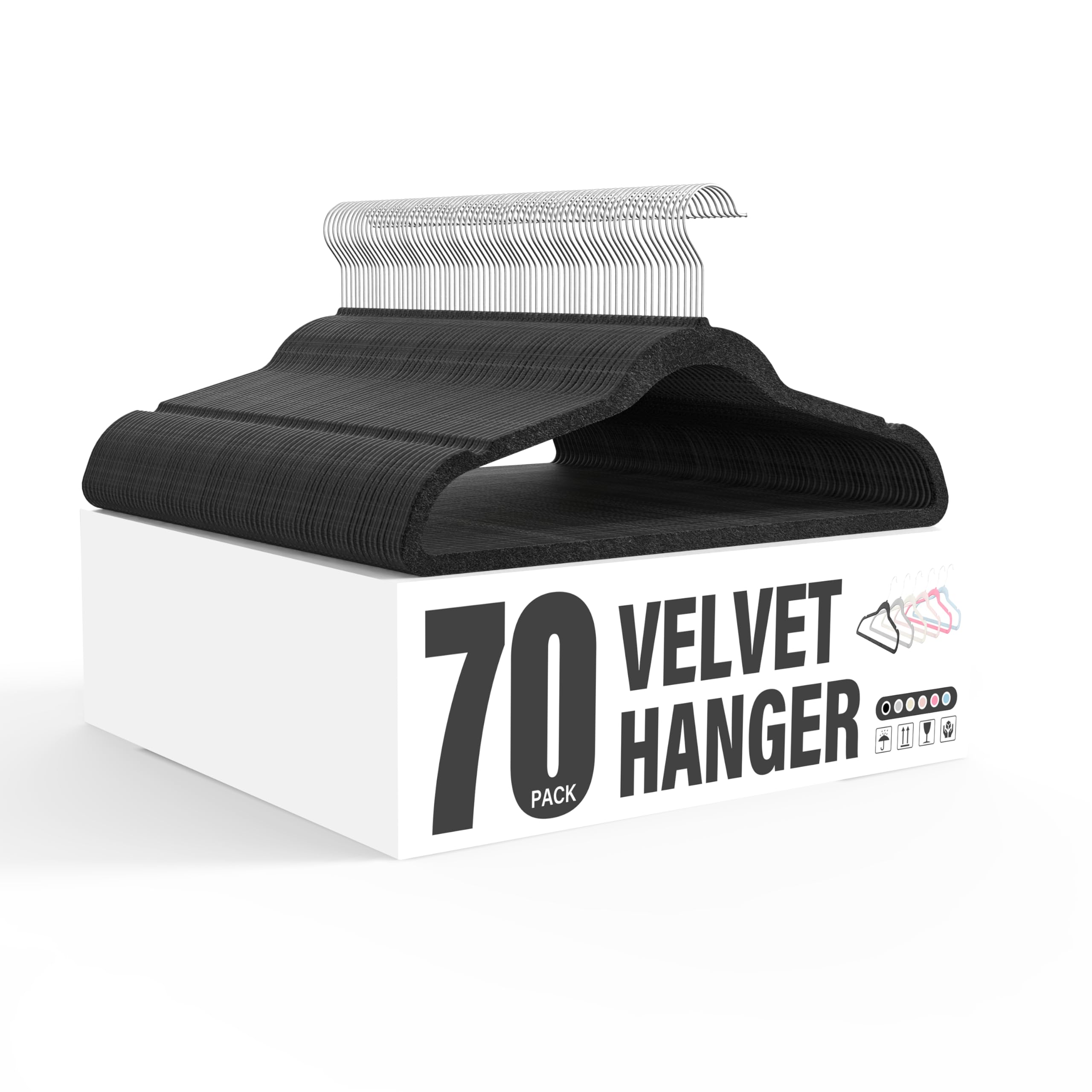 Foto 2 pulgar | Velvet Hangers Simple Deluxe, Paquete De 70 Unidades, Antideslizantes, Color Negro - Venta Internacional.