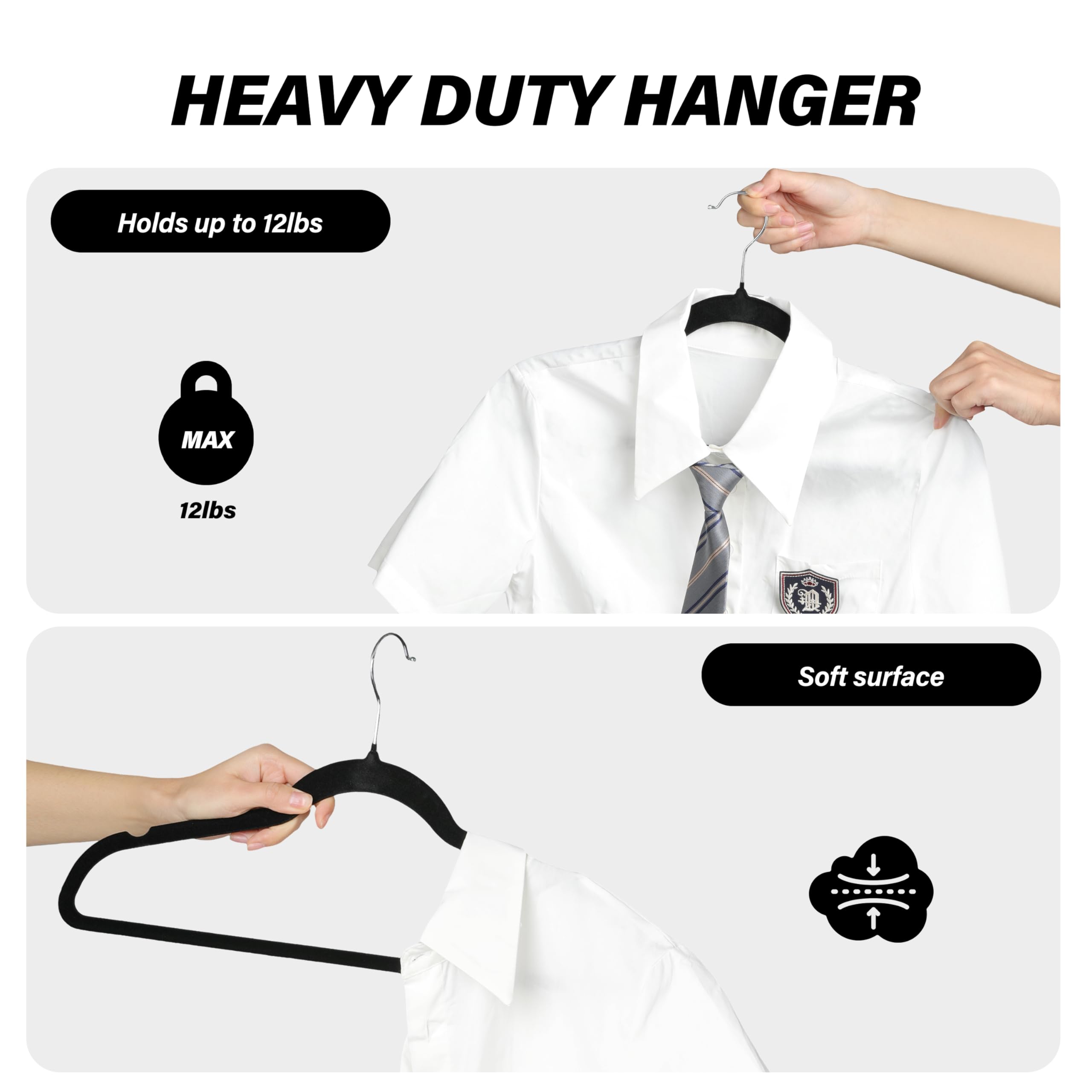 Foto 4 | Velvet Hangers Simple Deluxe, Paquete De 70 Unidades, Antideslizantes, Color Negro - Venta Internacional.