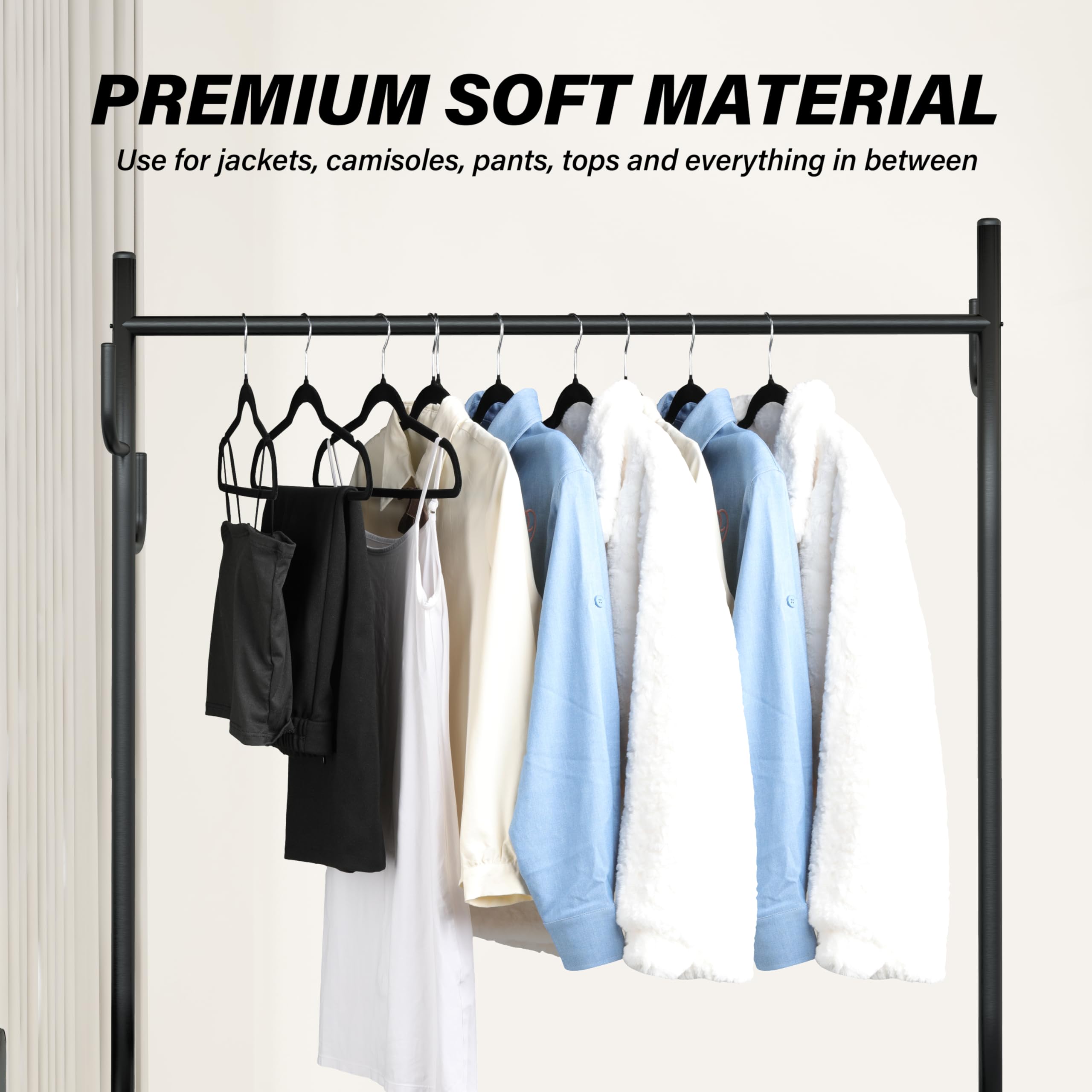 Foto 6 | Velvet Hangers Simple Deluxe, Paquete De 70 Unidades, Antideslizantes, Color Negro - Venta Internacional.