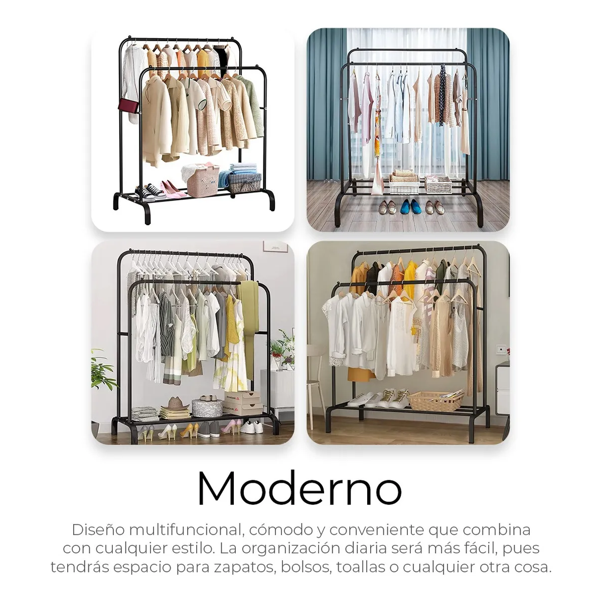 Foto 4 | Perchero Armable Metálicos De Piso Organizador Ropa Lab.g Negro