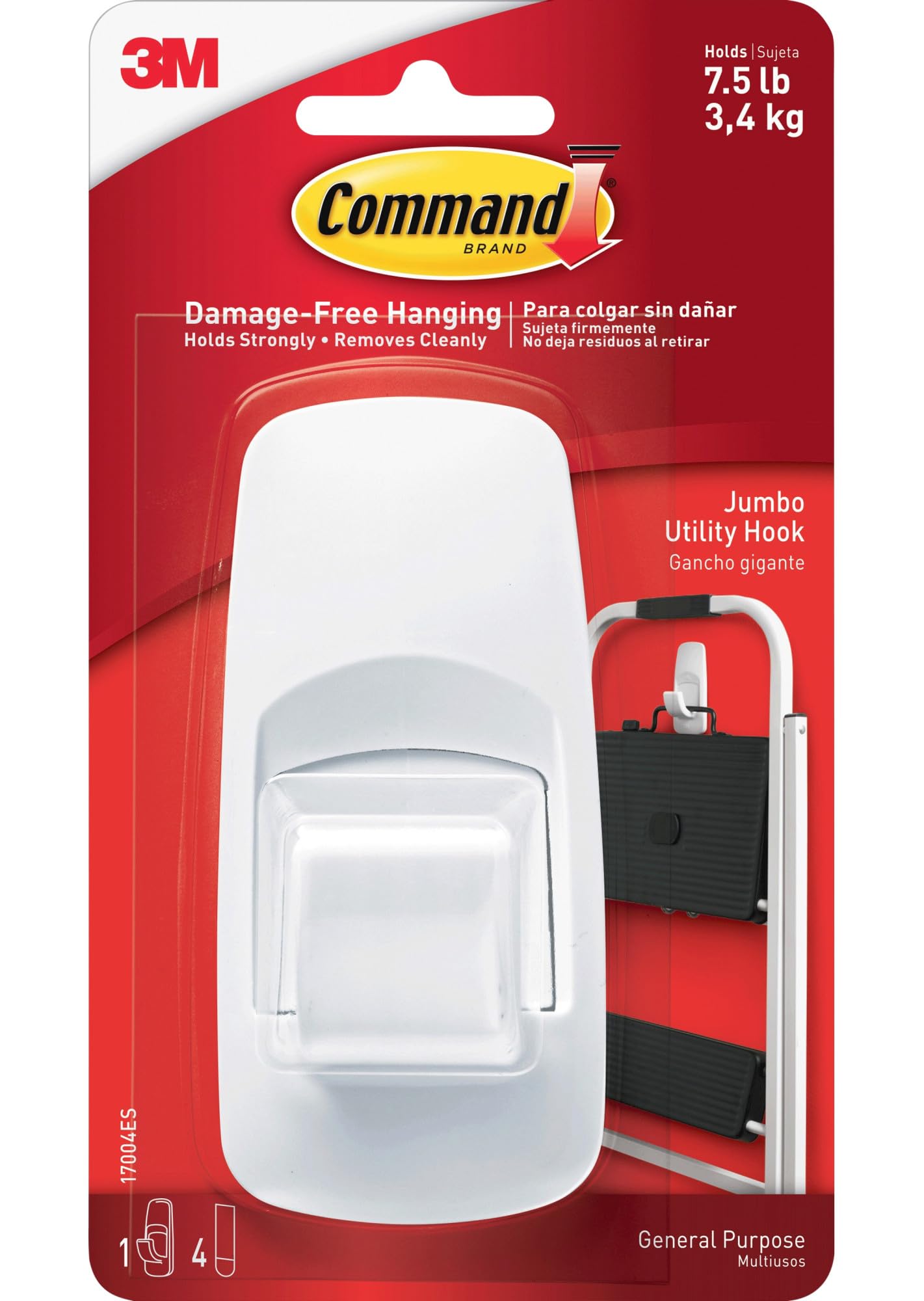 Foto 2 pulgar | Utility Hooks Command Jumbo Tiene Capacidad Para 3,4 Kg Con 4 Tiras, 1 Unidad - Venta Internacional.