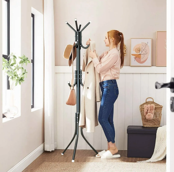 Foto 4 pulgar | Elegante Y Práctico Perchero De Piso Xtellar Con 12 Ganchos Metálicos Multinivel Para Organizar Ropa - Negro