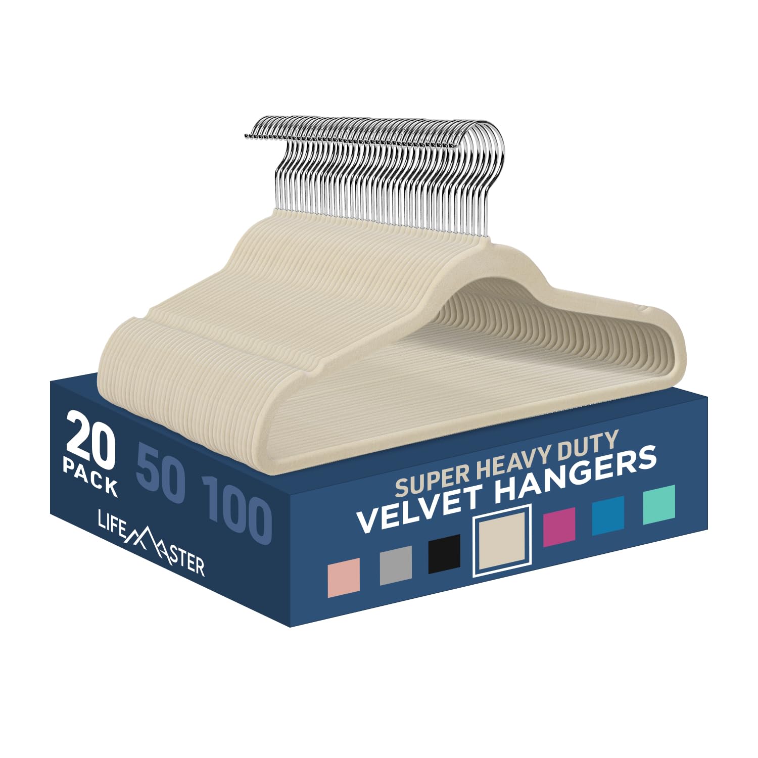Foto 2 pulgar | Juego De Percheros Lifemaster Velvet Antideslizante, 20 Piezas, Color Marfil - Venta Internacional.