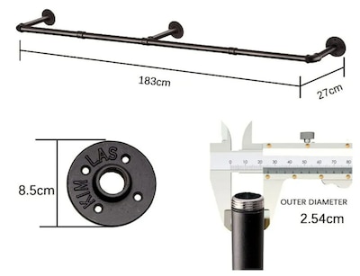 Foto 2 | Elegante Perchero De Pared Xtellar Con Estante Metálico De 183cm, Estilo Retro Industrial