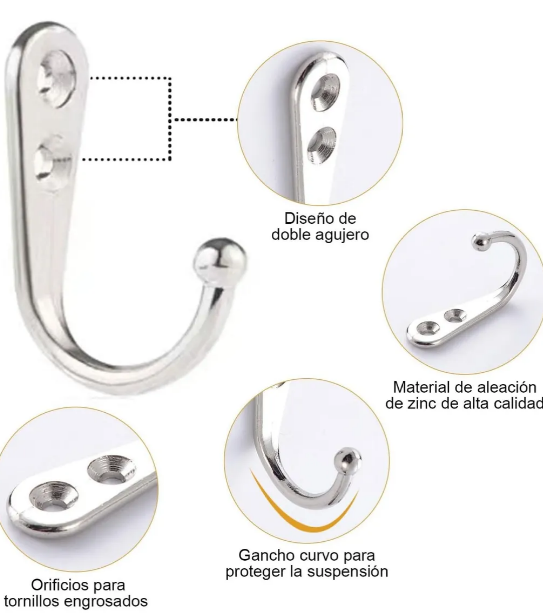 Foto 4 pulgar | Xtellar Pack De 50 Ganchos Percheros De Alta Calidad Zinc-plata Para Organización Y Decoración Elegante