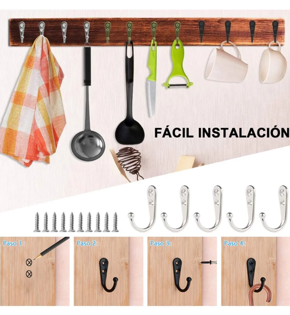 Foto 5 pulgar | Xtellar Pack De 50 Ganchos Percheros De Alta Calidad Zinc-plata Para Organización Y Decoración Elegante