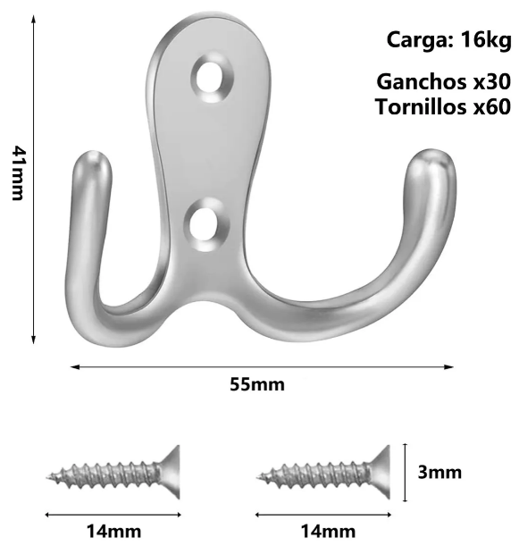 Foto 3 pulgar | ''set De 30 Ganchos Doble Xtellar - Organizador Premium Para Pared De Cualquier Espacio''