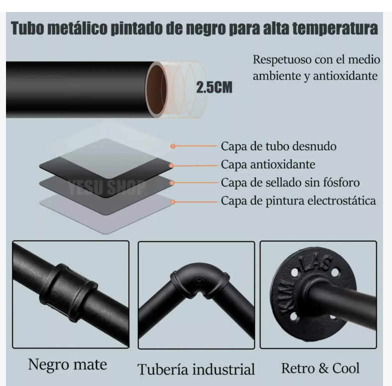 Foto 4 pulgar | Nergo 184cm Perchero Xtellar De Pared Estante De Para Ropa Multiusos