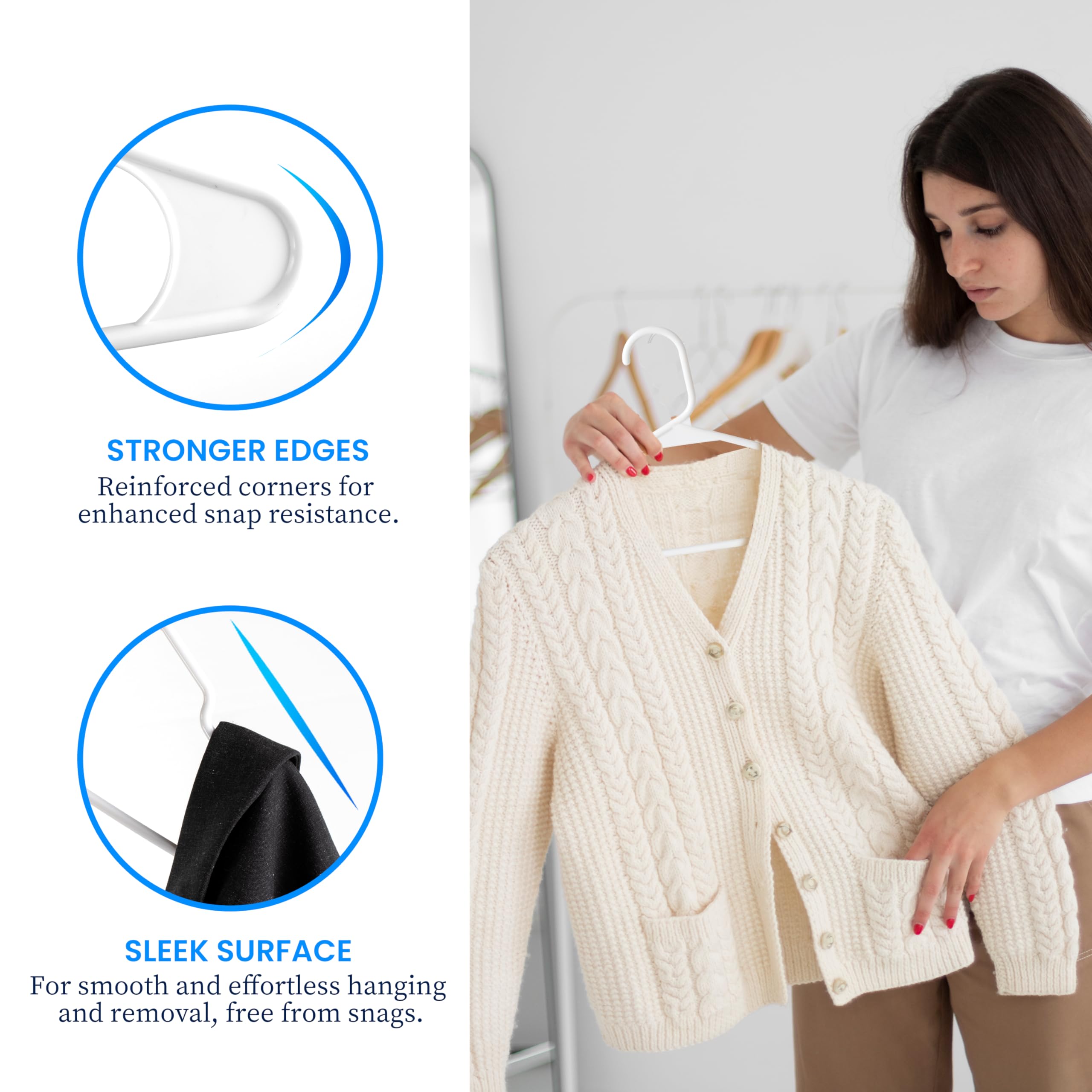 Foto 4 | Perchas De Plástico Healsmart  Paquete De 30 Unidades  Que Ahorran Espacio  Color Blanco - Venta Internacional.