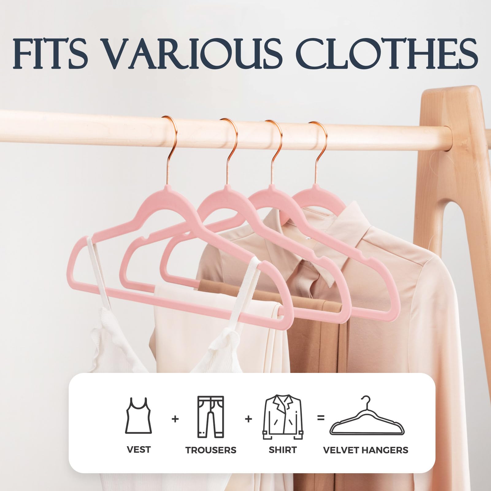 Foto 4 pulgar | Velvet Hangers House Day  60 Unidades  Ropa De Fieltro Antideslizante  Color Rosa - Venta Internacional.