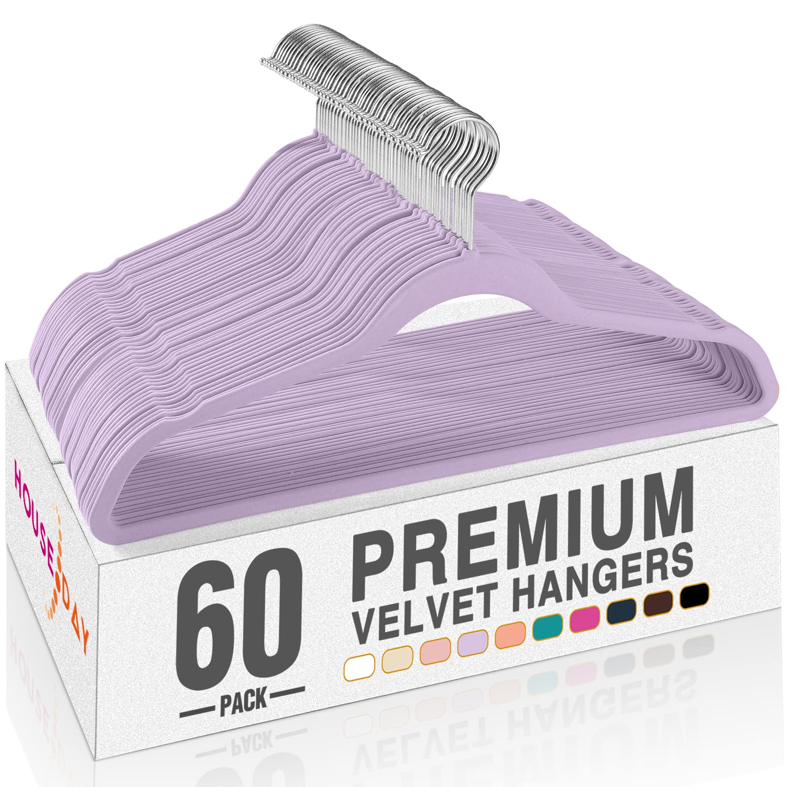 Foto 1 | Velvet Hangers House Day Lt-purple  Paquete De 60 Prendas Antideslizantes - Venta Internacional.