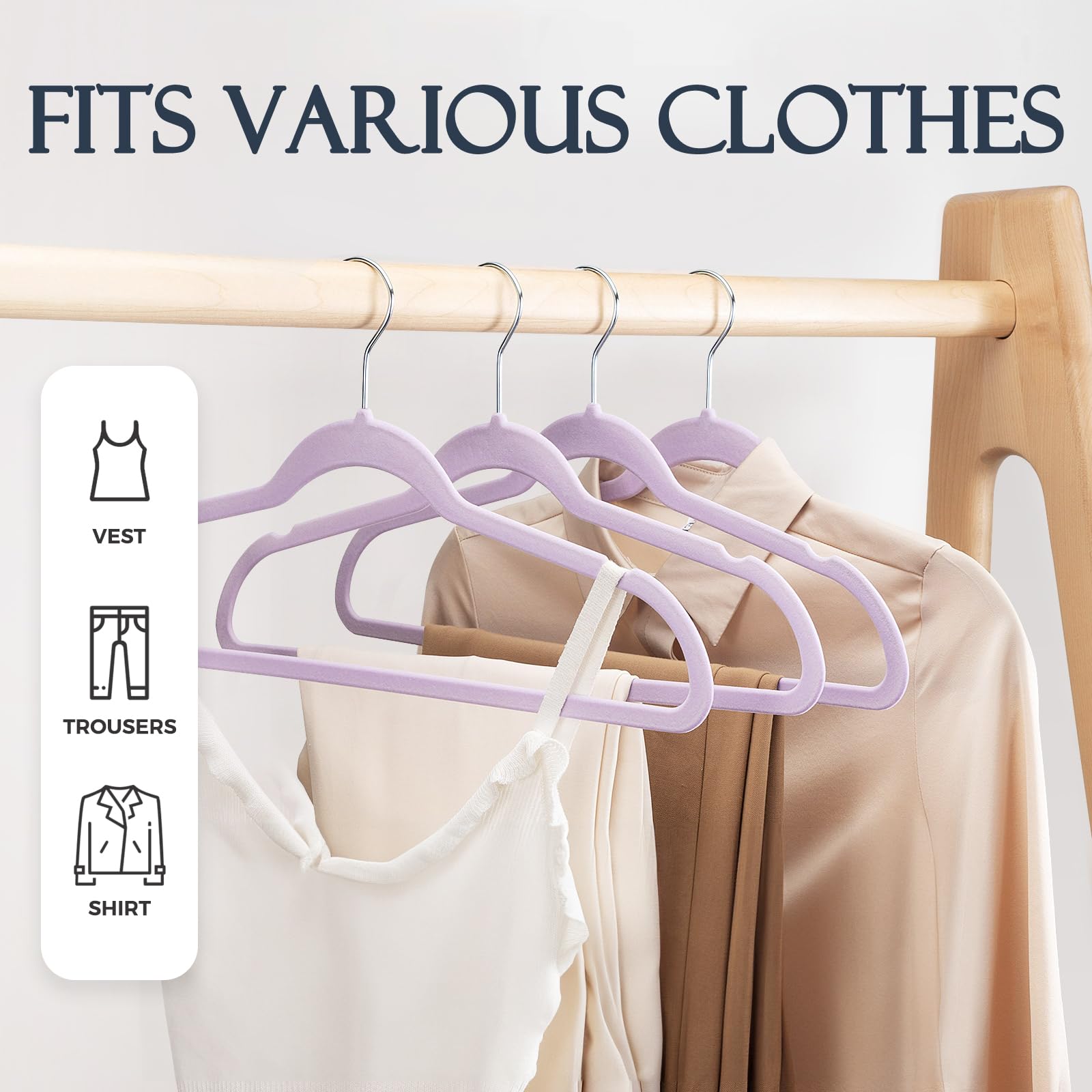Foto 3 | Velvet Hangers House Day Lt-purple  Paquete De 60 Prendas Antideslizantes - Venta Internacional.