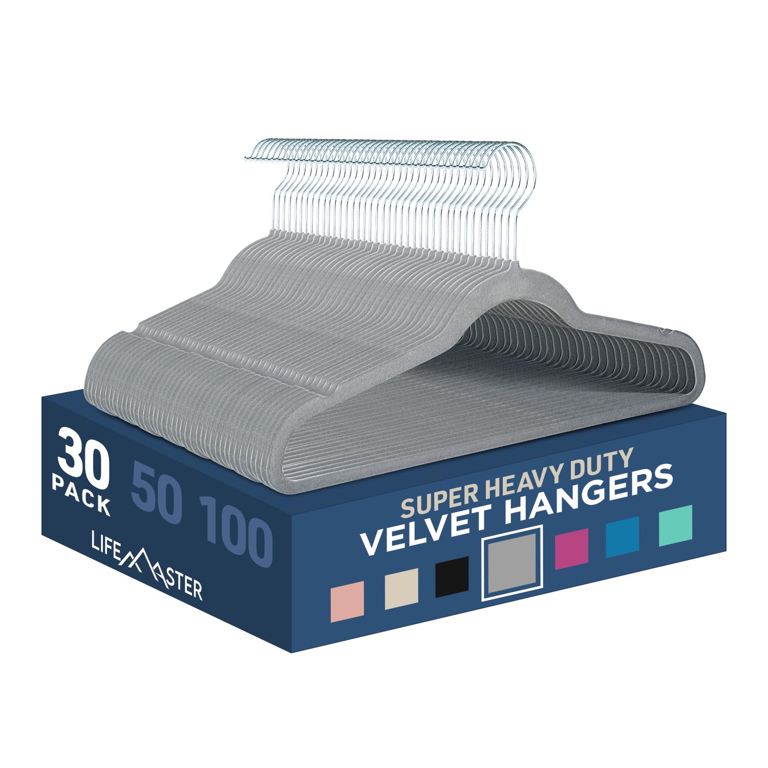 Foto 1 | Juego De Perchas Lifemaster De Terciopelo Antideslizante  30 Piezas  Color Gris - Venta Internacional.