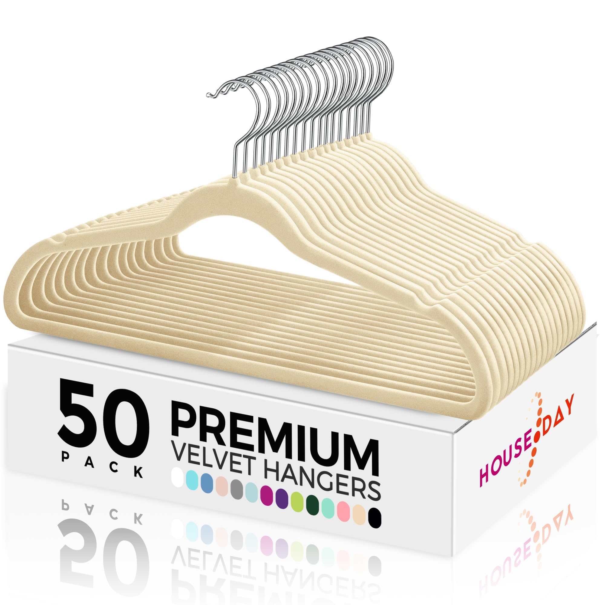 Foto 1 | Perchas De Terciopelo House Day Premium  Paquete De 50 Unidades  Antideslizantes  Color Beige - Venta Internacional.