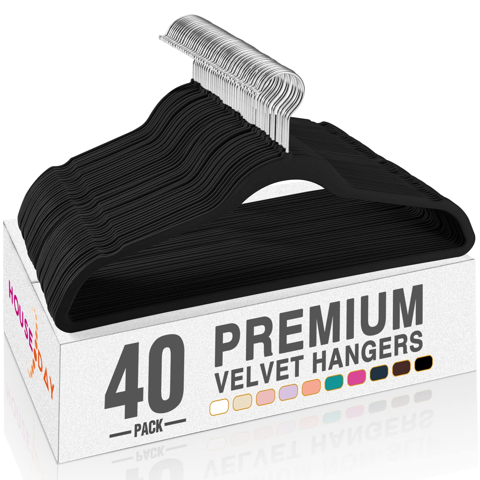 Foto 2 pulgar | Velvet Hangers House Day Premium  Fieltro Antideslizante  Paquete De 40 Unidades  Color Negro - Venta Internacional.