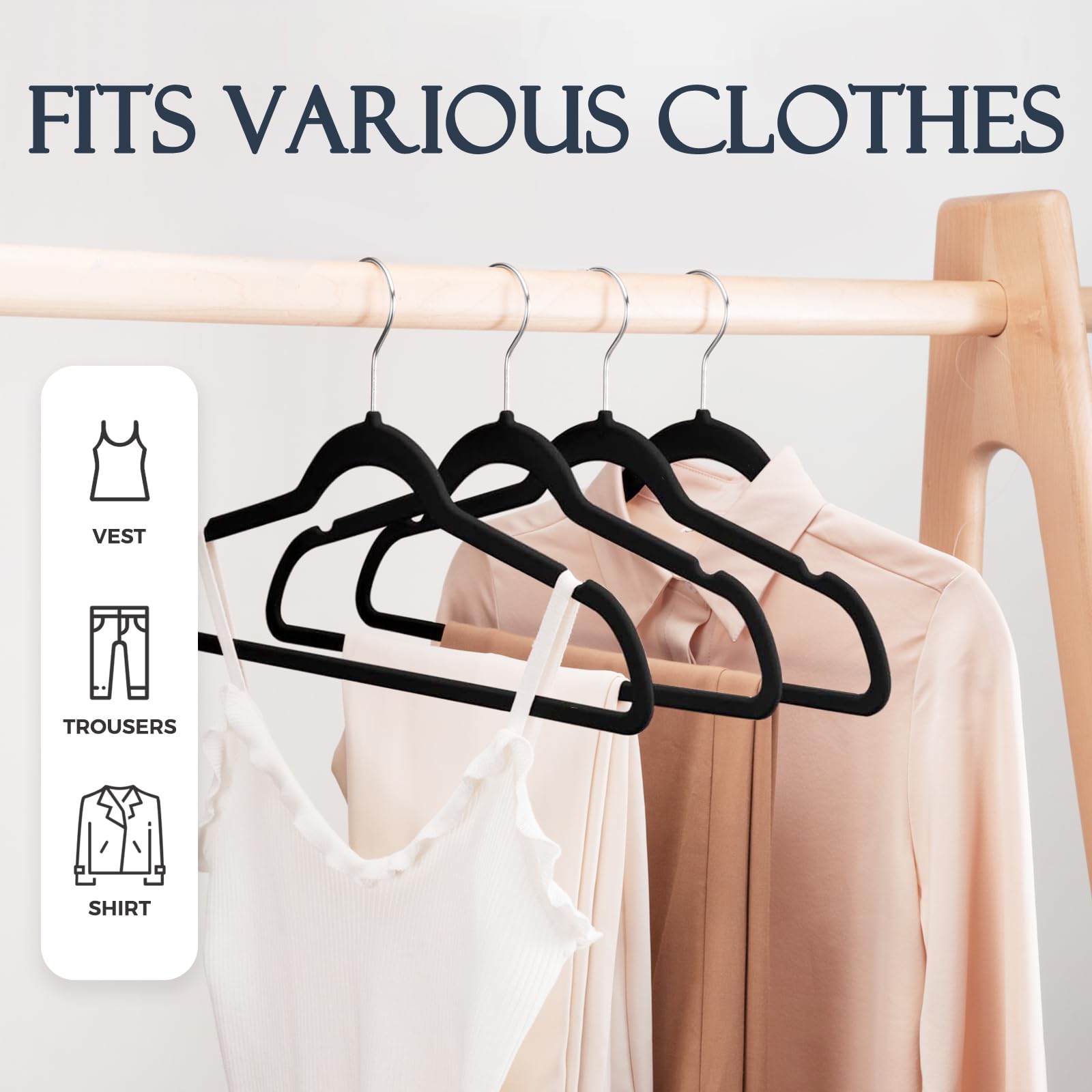 Foto 4 pulgar | Velvet Hangers House Day Premium  Fieltro Antideslizante  Paquete De 40 Unidades  Color Negro - Venta Internacional.