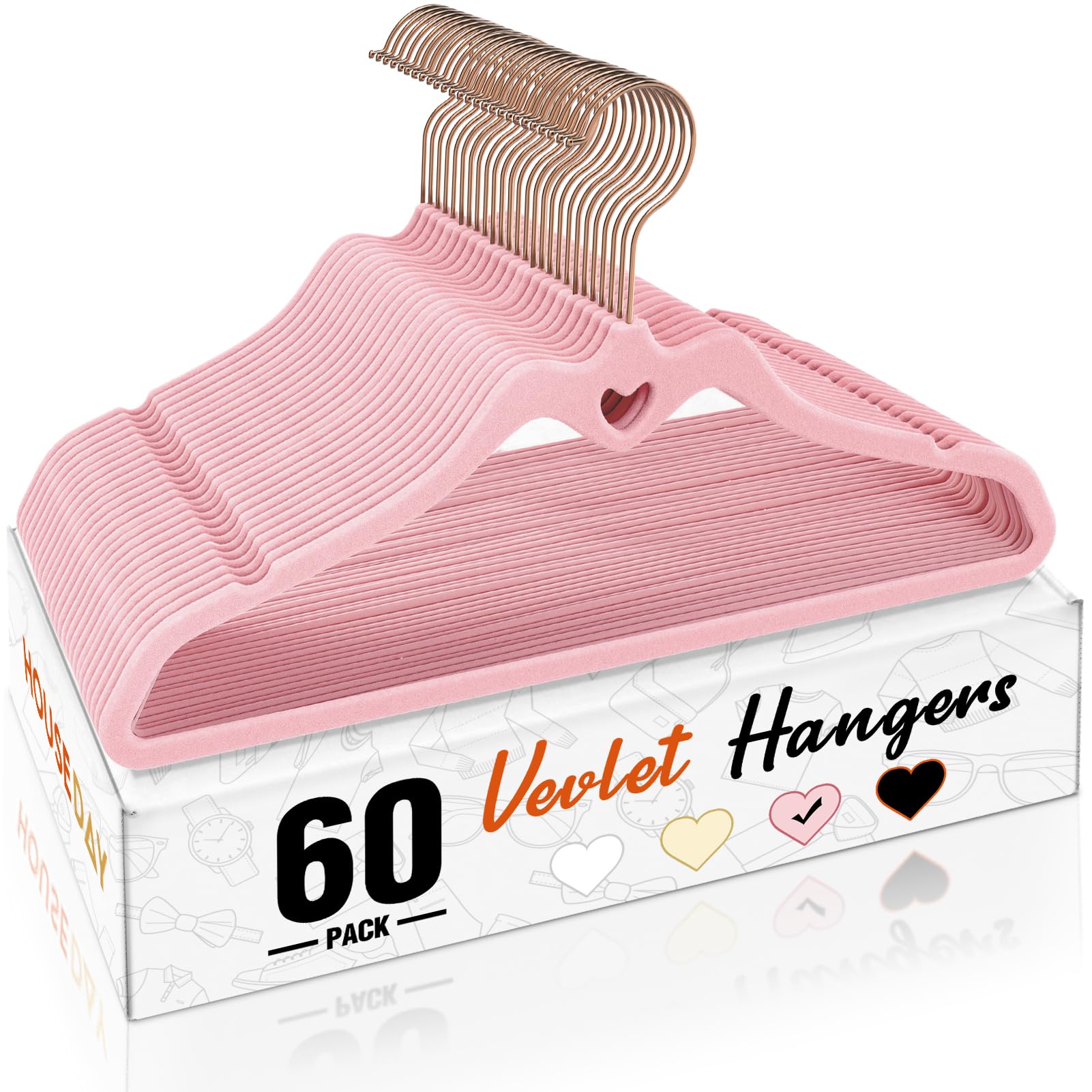 Foto 1 | Percheros House Day De Terciopelo Rosa  Paquete De 60 Unidades  Para Mujer - Venta Internacional.