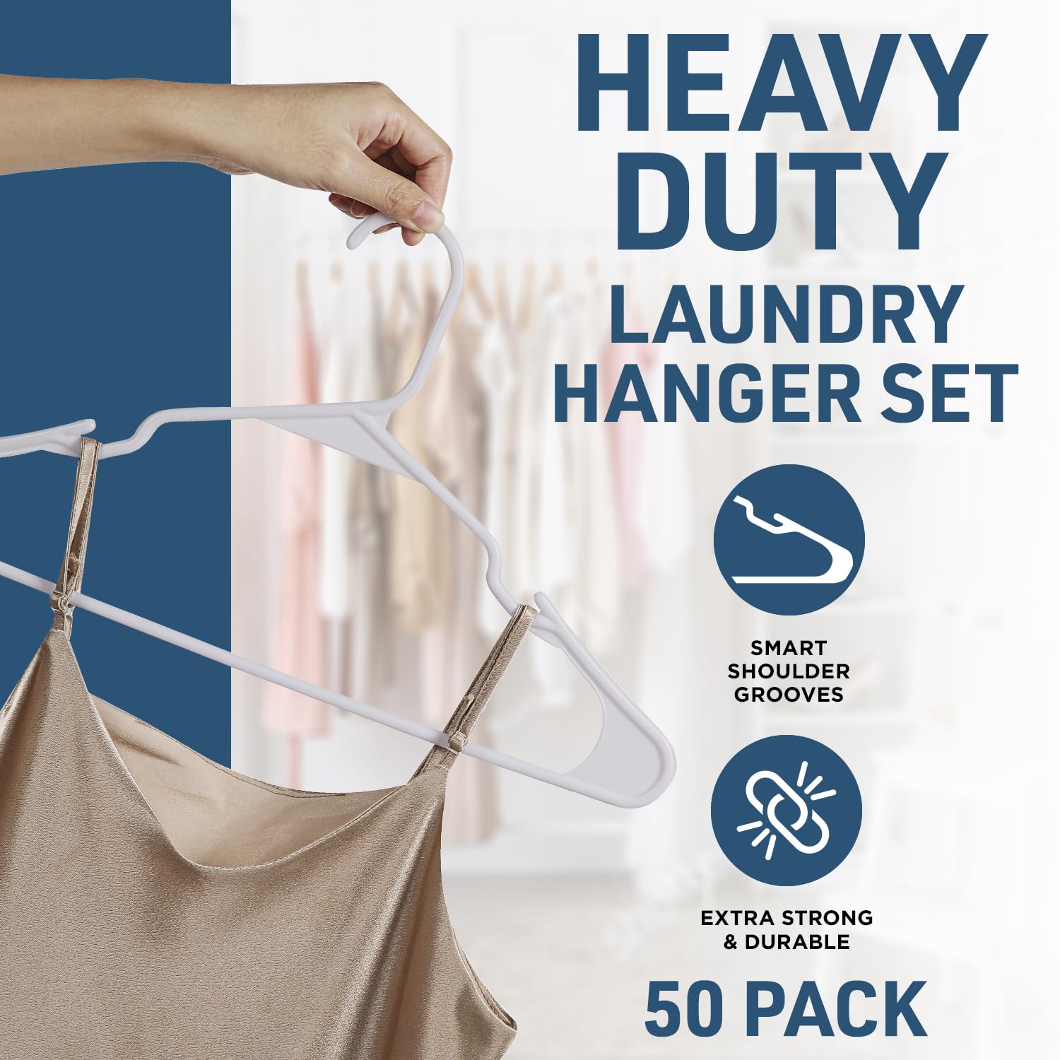 Foto 3 pulgar | Perchas Para Ropa Lifemaster  Ligeras  De Plástico Blanco  50 Unidades - Venta Internacional.