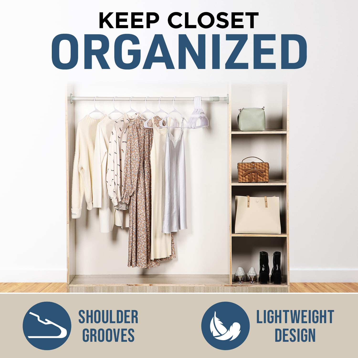 Foto 3 | Perchas Para Ropa Lifemaster  Ligeras  De Plástico Blanco  50 Unidades - Venta Internacional.