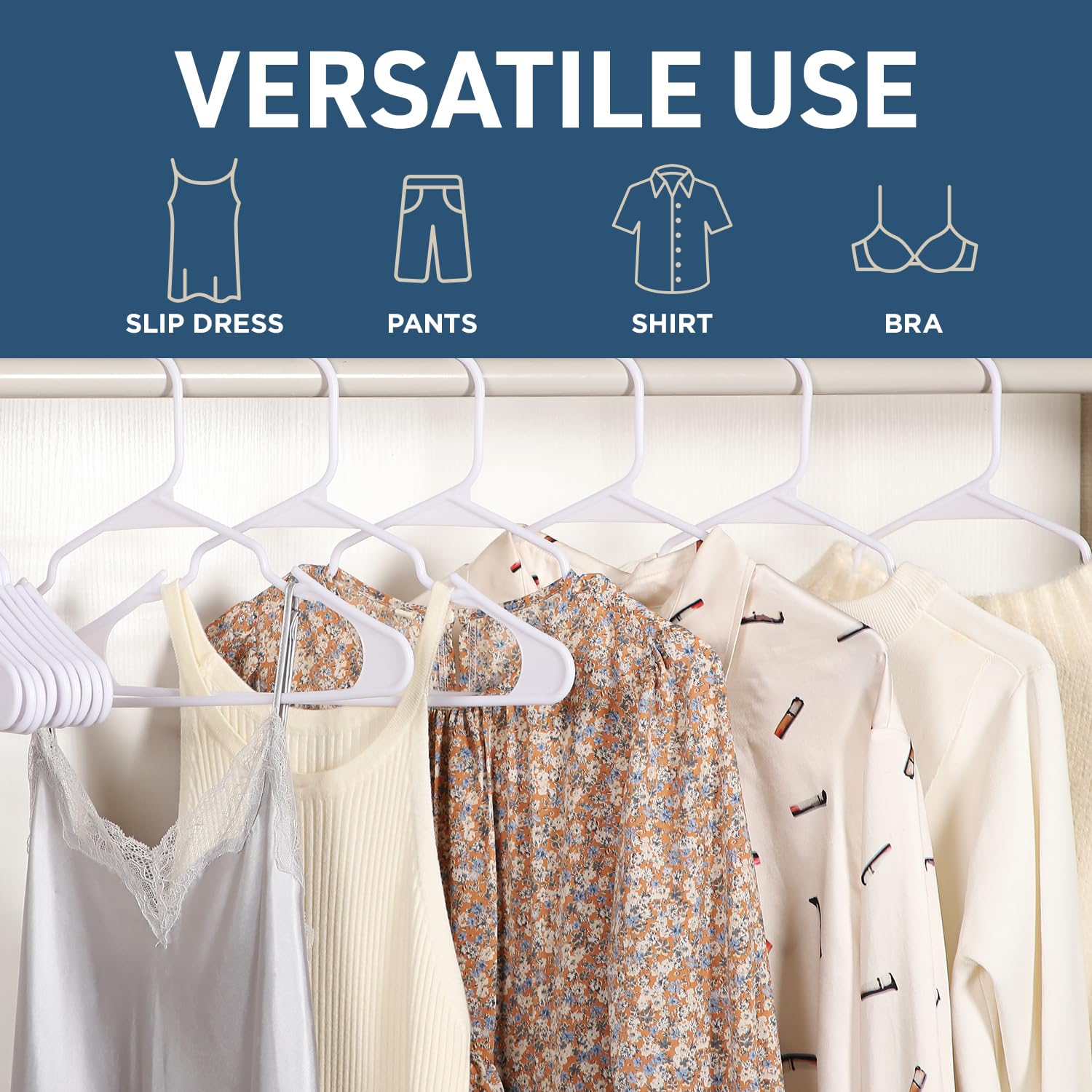 Foto 5 pulgar | Perchas Para Ropa Lifemaster  Ligeras  De Plástico Blanco  50 Unidades - Venta Internacional.