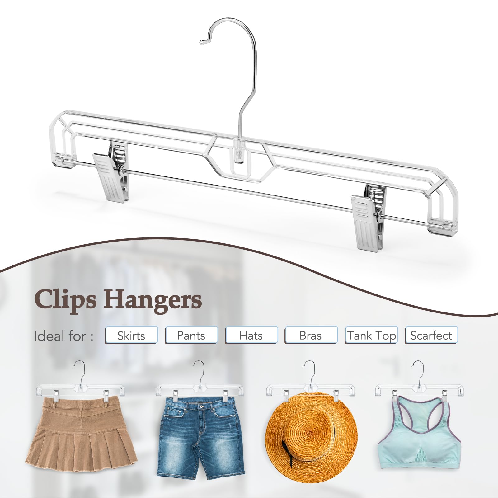 Foto 5 | Perchas Para Pantalones Y Faldas House Day  Plástico Transparente  Paquete De 10 - Venta Internacional.