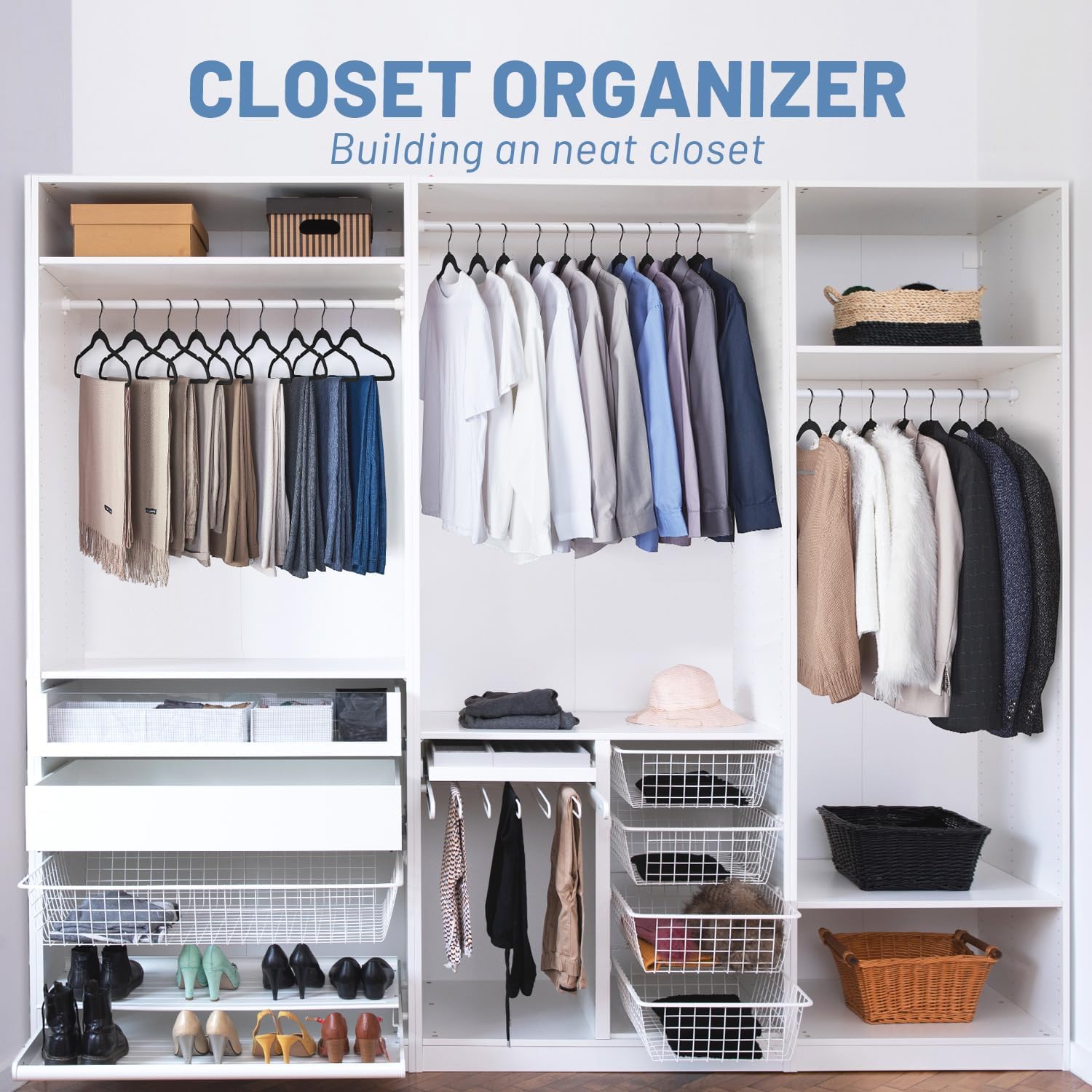 Foto 7 | Colgador De Fieltro Antideslizante Velvet Hangers House Day  Color Negro  Paquete De 60 - Venta Internacional.