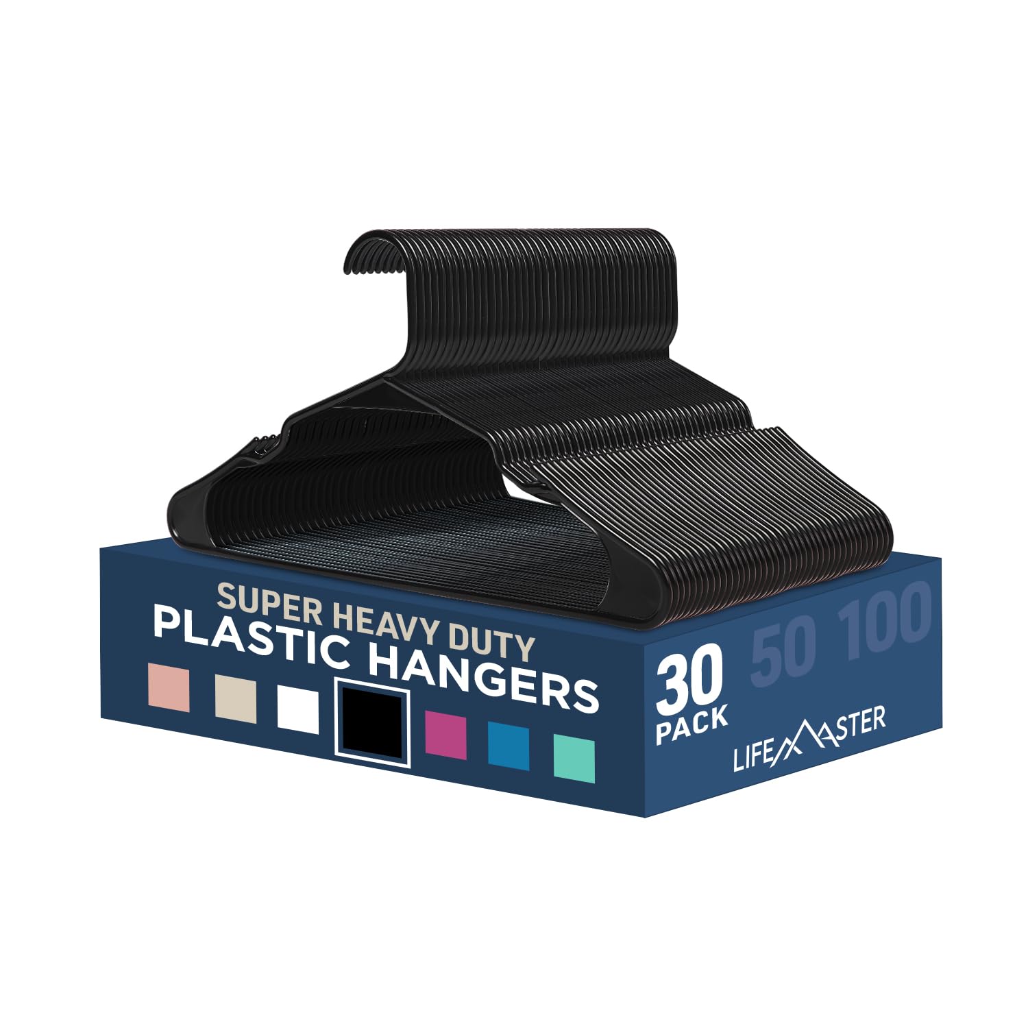Foto 2 pulgar | Set De Perchas Para Ropa Lifemaster De Plástico  30 Piezas  Color Negro - Venta Internacional.