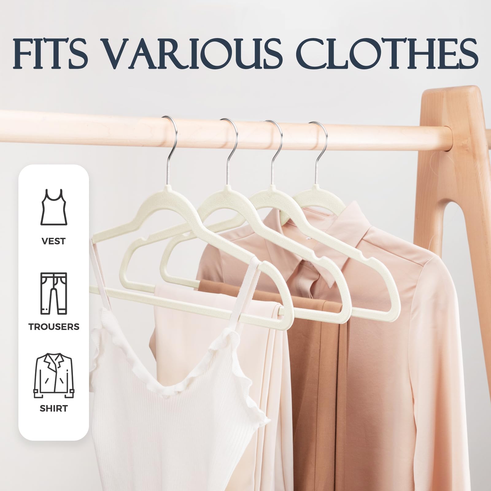 Foto 3 | Perchas De Terciopelo House Day Ivory  60 Unidades  Para Ropa - Venta Internacional.