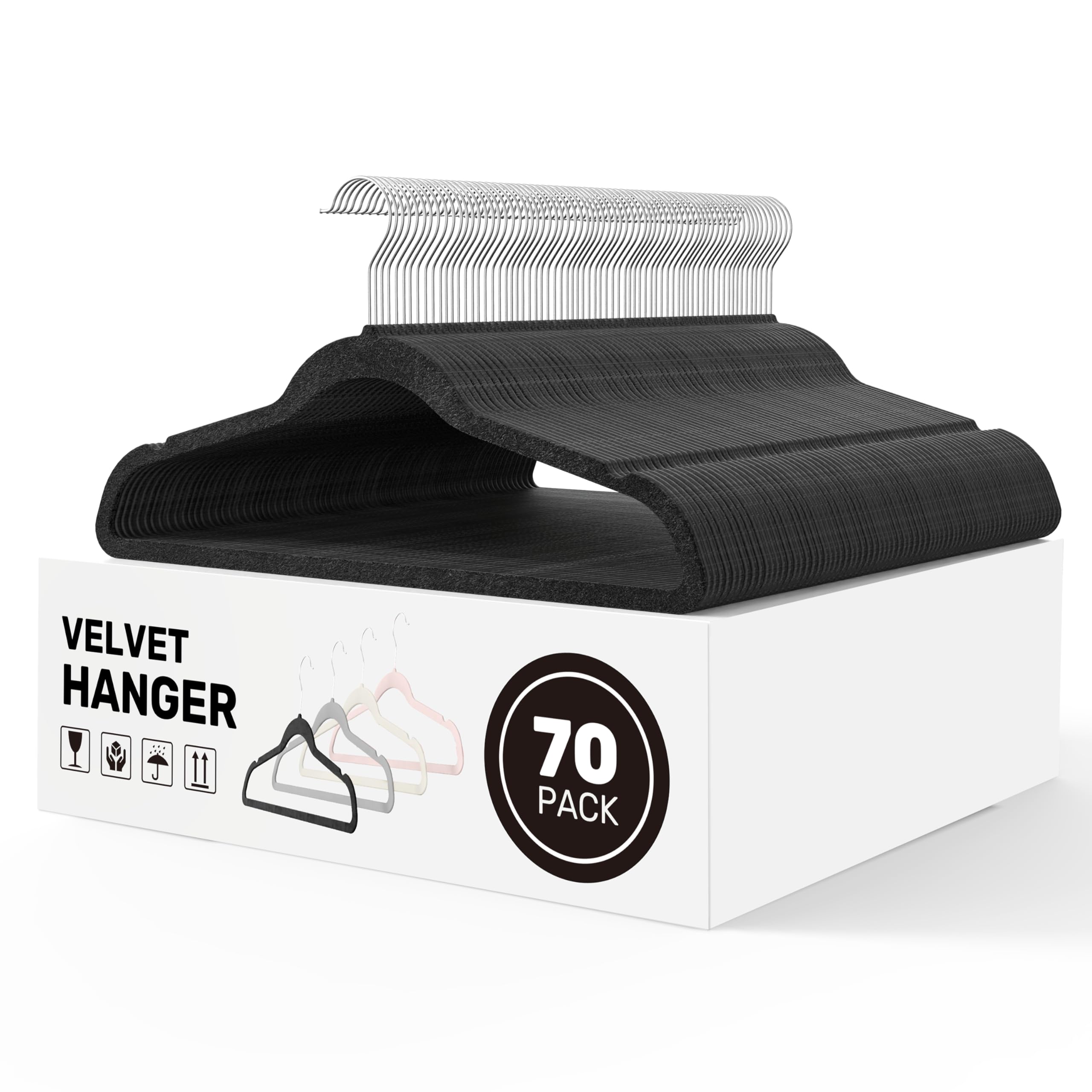 Foto 2 pulgar | Perchas Healsmart Healsmart Heavy Duty Velvet  Paquete De 70 Unidades  Color Negro - Venta Internacional.