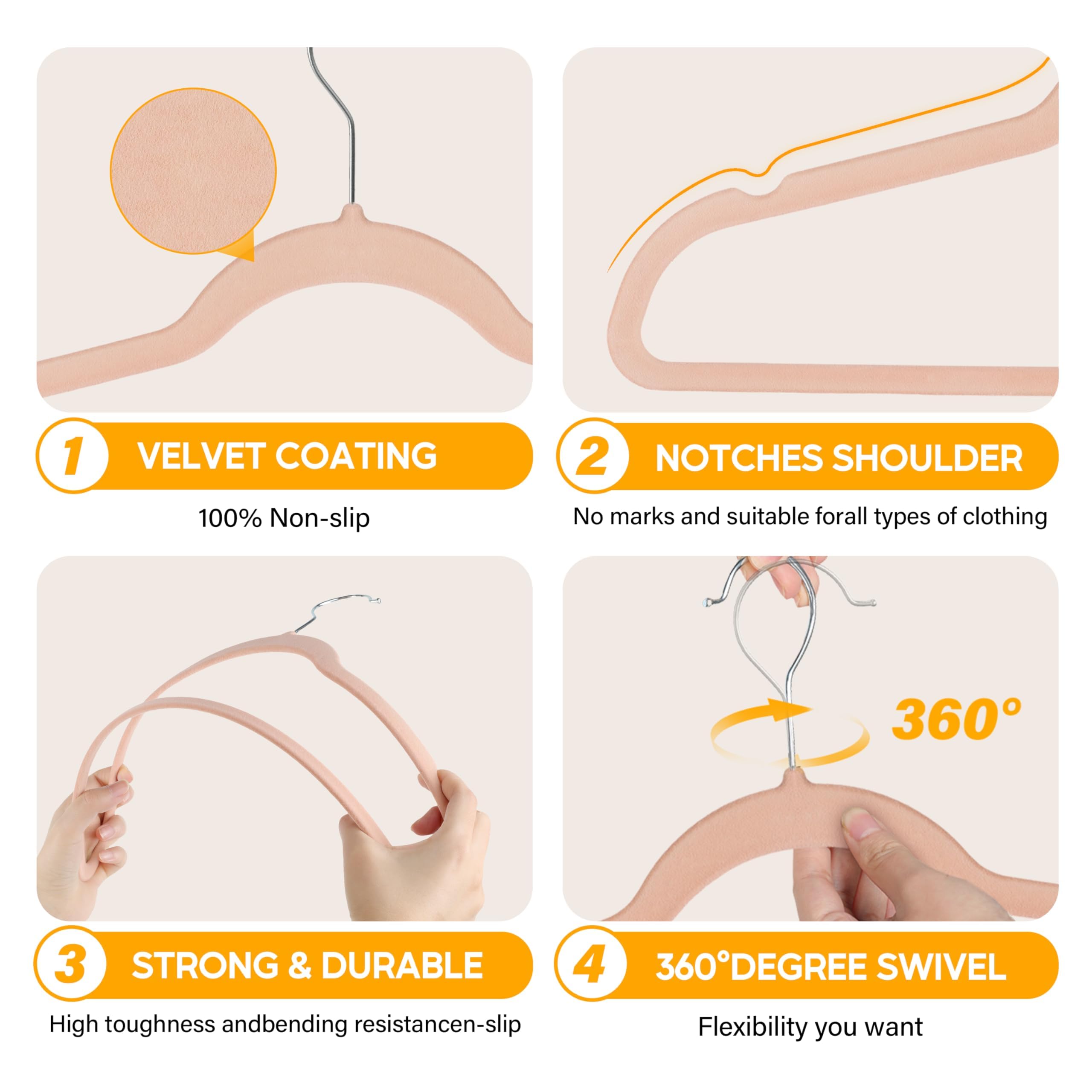 Foto 5 pulgar | Perchas De Terciopelo Healsmart  60 Unidades  Que Ahorran Espacio  Color Rosa - Venta Internacional.